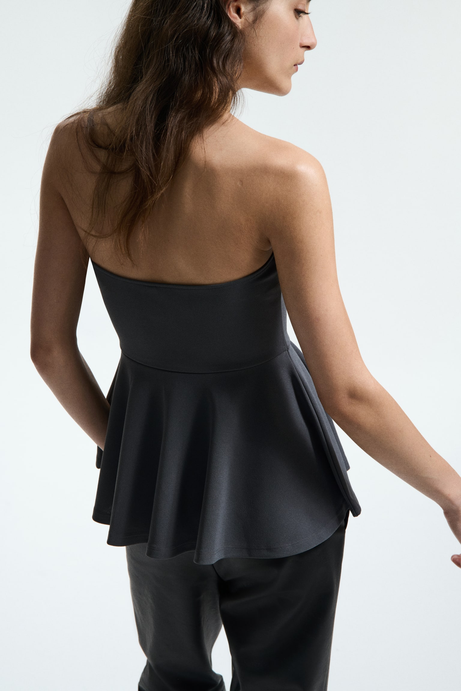 Bandeau peplum top - Dark grey/Black - 7