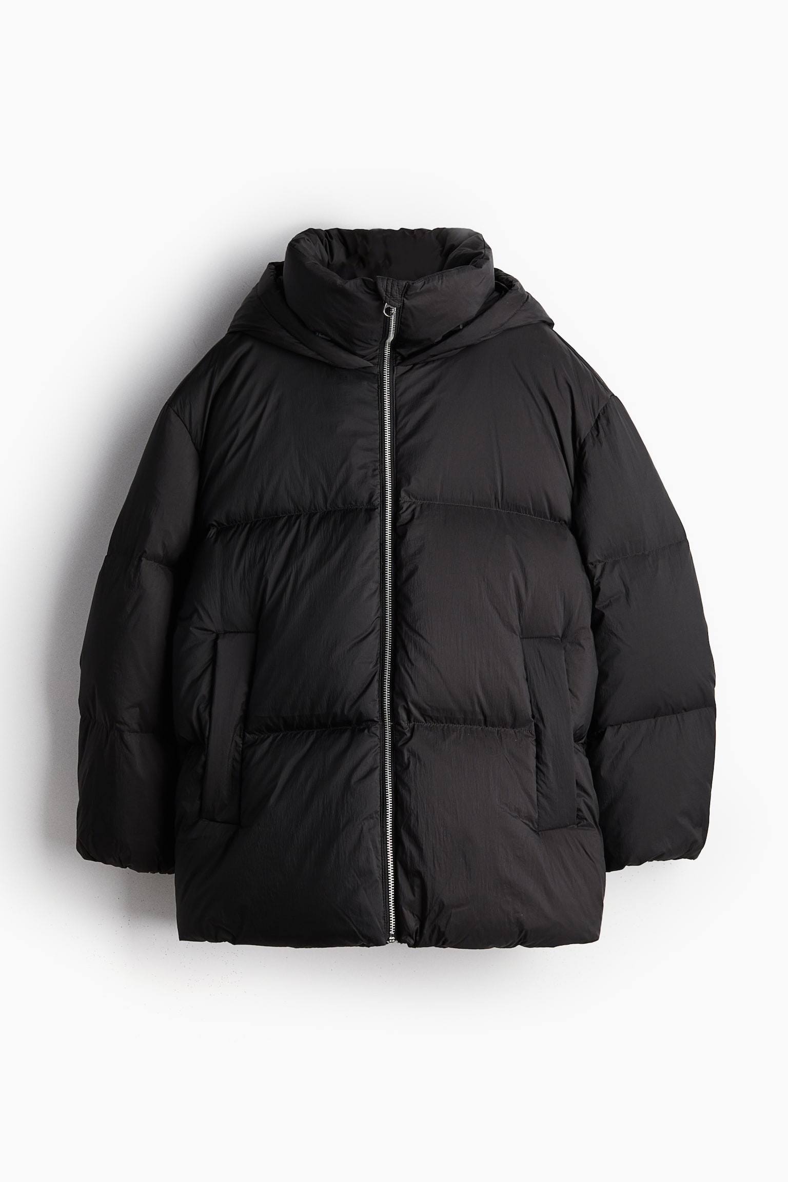 Oversized down puffer jacket - Black/Dark khaki green/Greige - 2