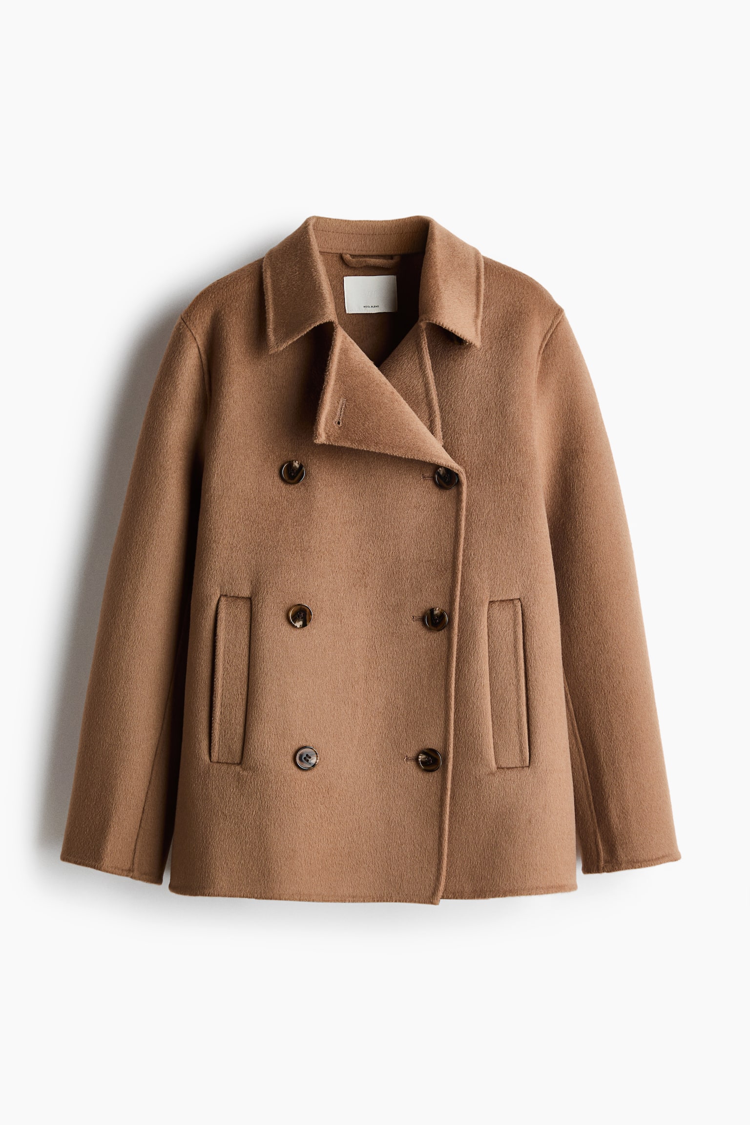 Handmade Wool-Blend Coat - Dark beige/Navy blue - 1
