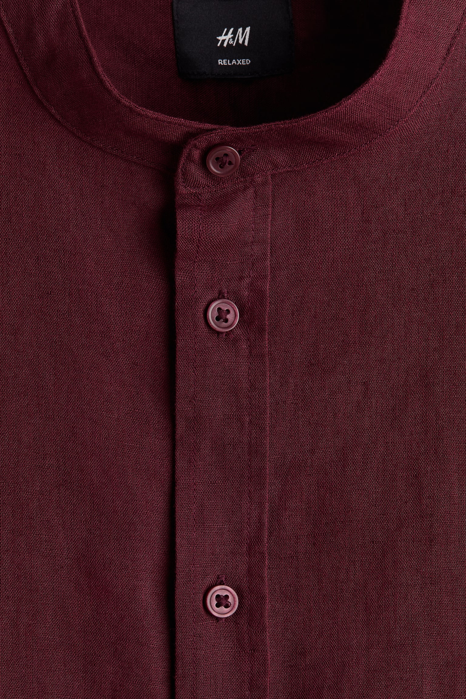 Relaxed Fit Linen-blend shirt - Burgundy/Khaki green/White - 6