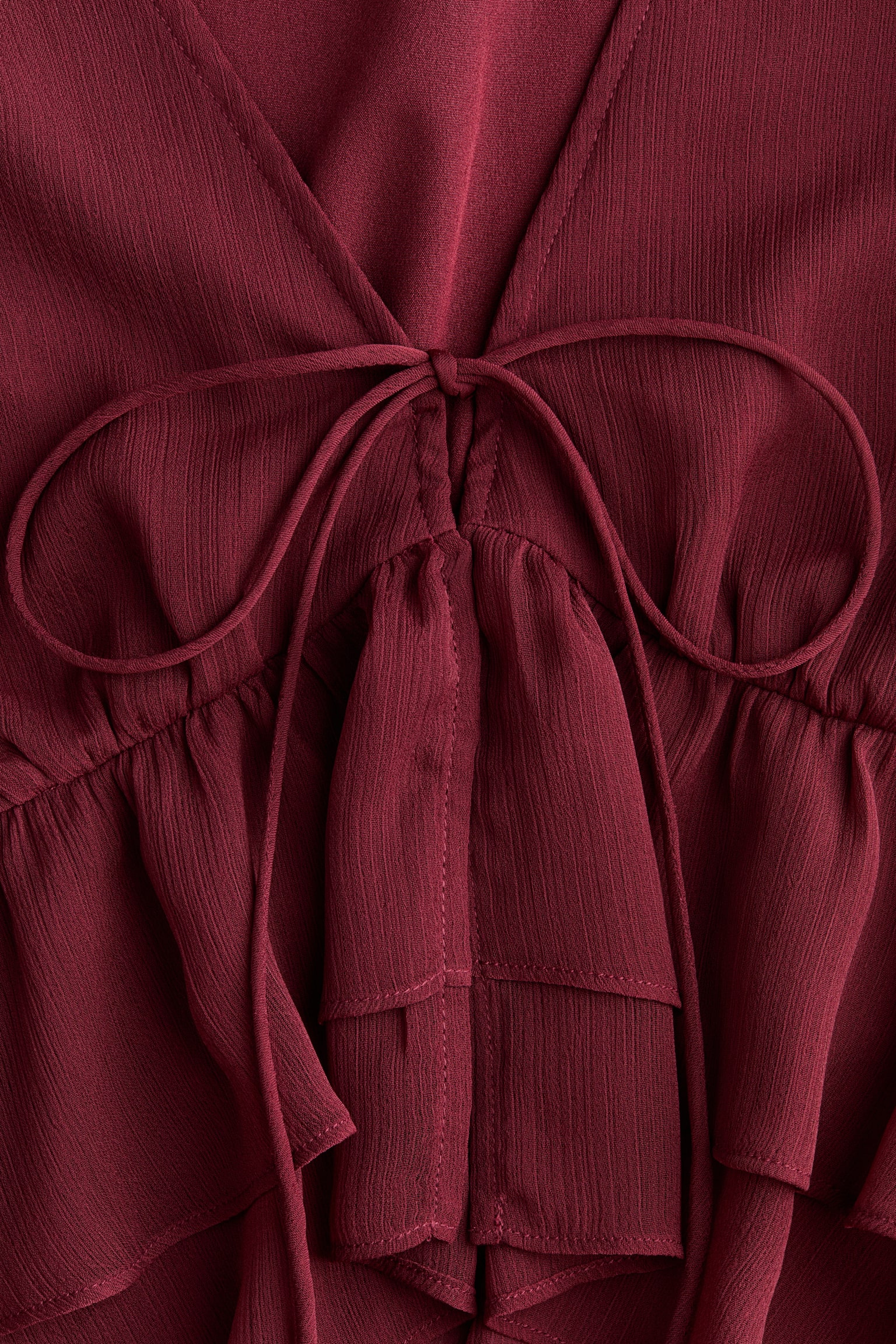 Frill-trimmed chiffon top - Burgundy/Cream/Paisley pattern/Yellow/Glittery - 5