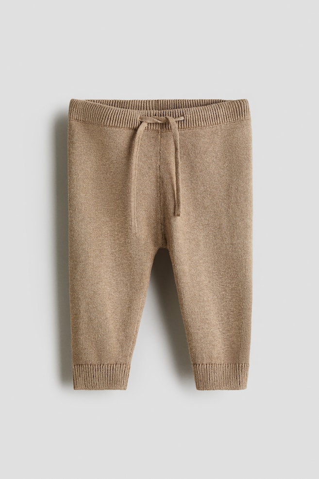 Joggers in maglia sottile di cotone - Beige - 1