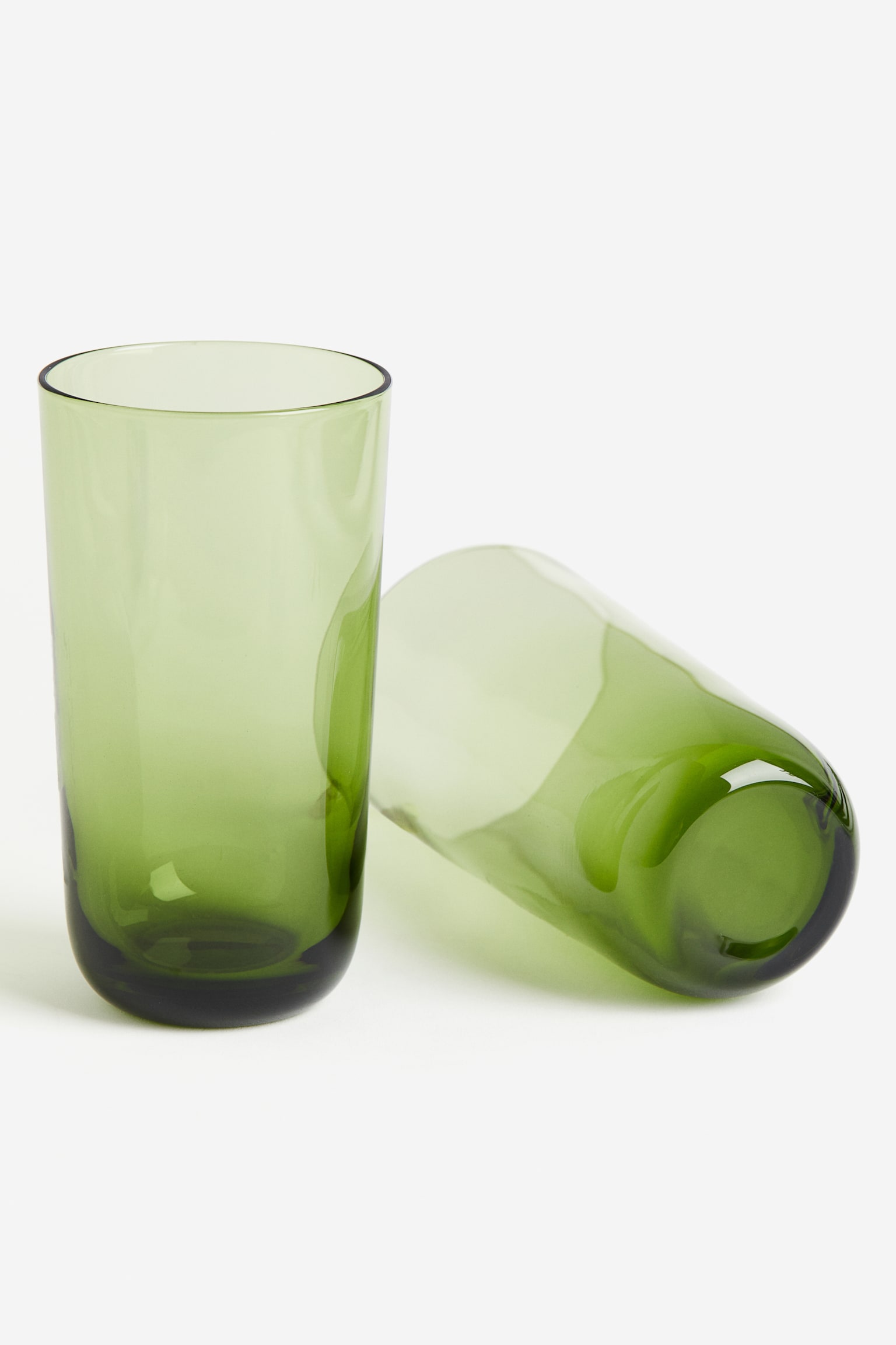 2-pack tall glass tumblers - Olive green/Clear glass - 4