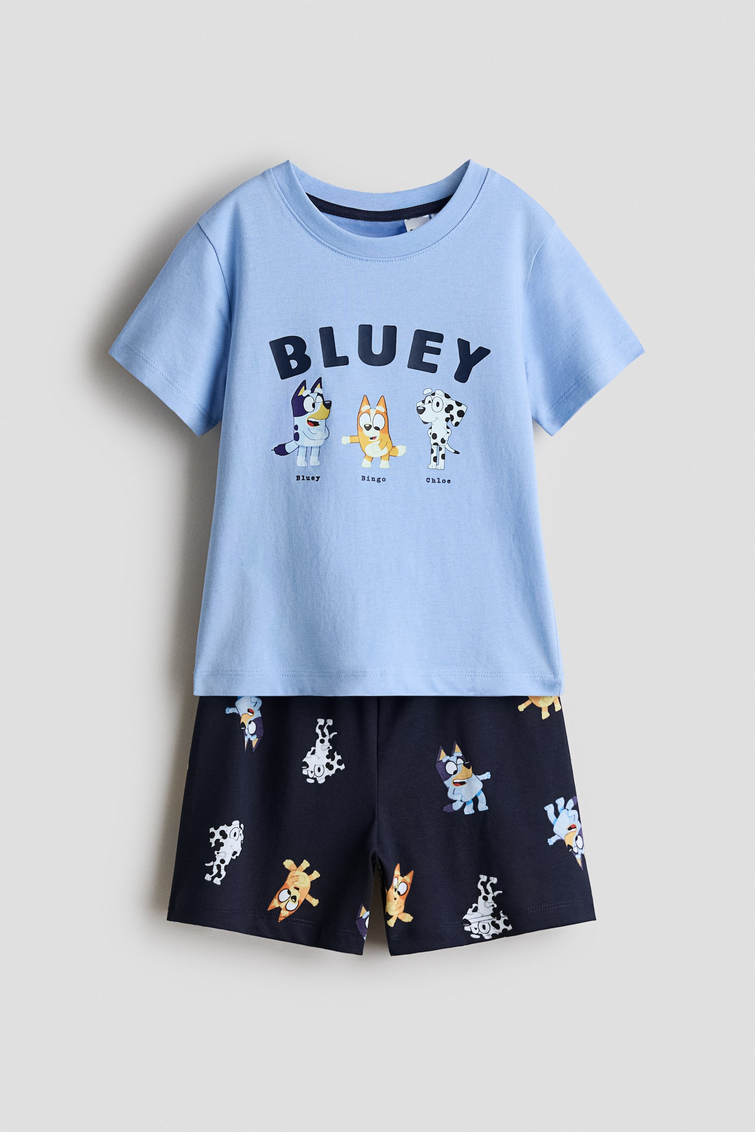 Pyjama imprimé en coton - Bleu/Bluey/Bleu clair/Minions/Vert/Minecraft/Rouge/Spider-Man/Gris clair chiné/Mickey/Bleu foncé/Snoopy