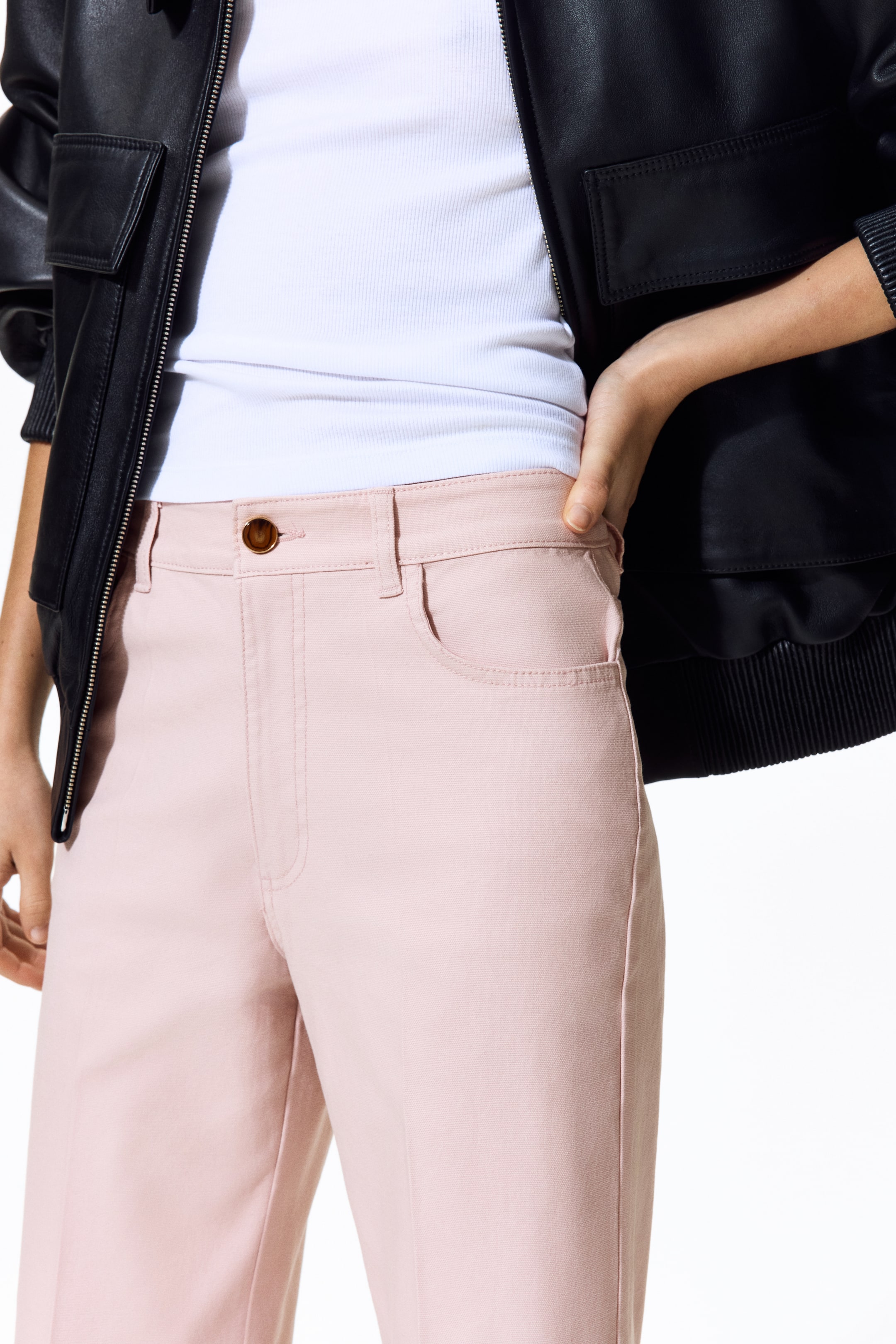 Pantalon coupe bottillon en toile de coton