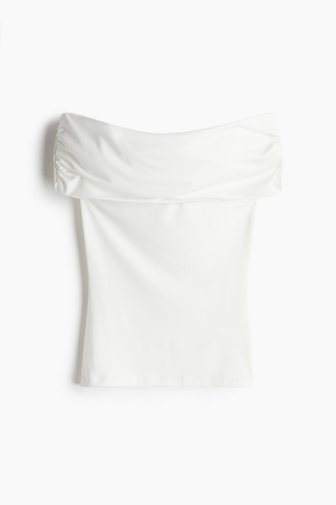 Gathered Off-the-Shoulder Top - Cream - 1
