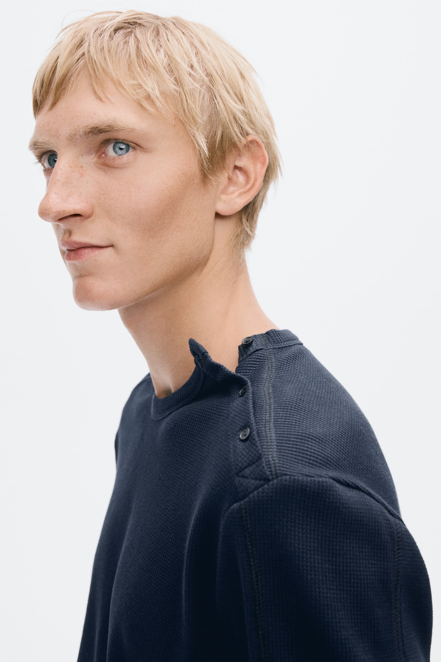 Мужская рубашка H&M Slim-Fit Cotton, цвет: Тёмный синий — фото 6