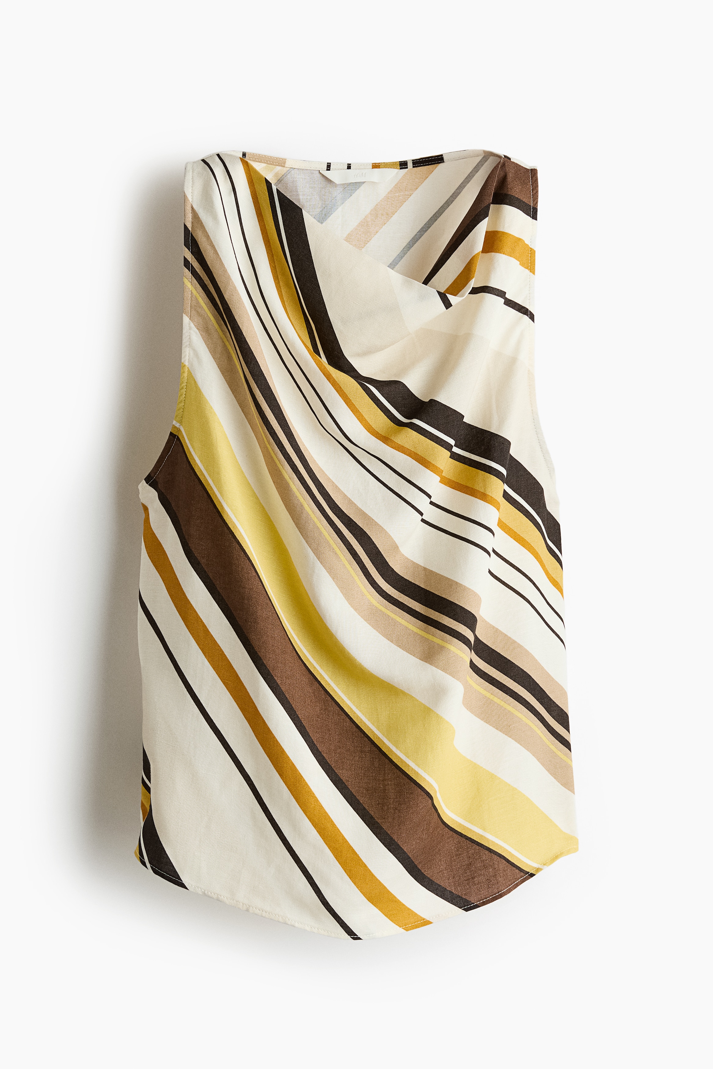 Linen-blend top - Cream/striped/Dark brown/polka dot