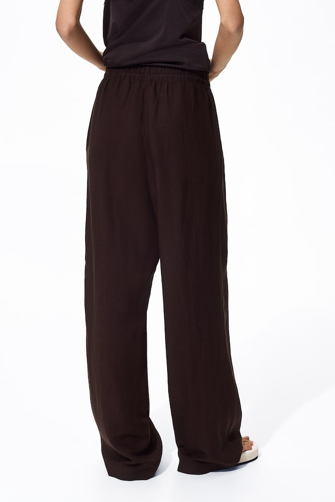 Linen-Blend Pants - Dark brown/Light beige/White/Black/Light turquoise/White/light blue striped/Light beige/Cream/striped/Dark khaki green - 5
