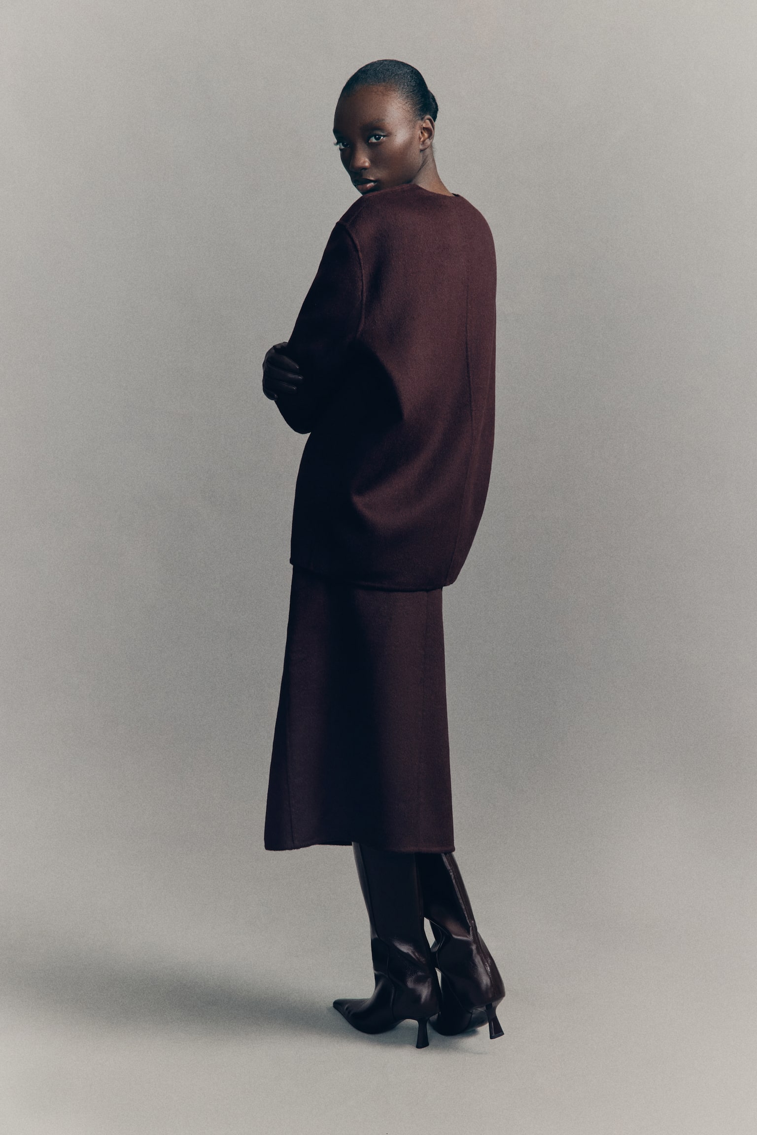 Handmade wool-blend top - Dark plum purple - 5