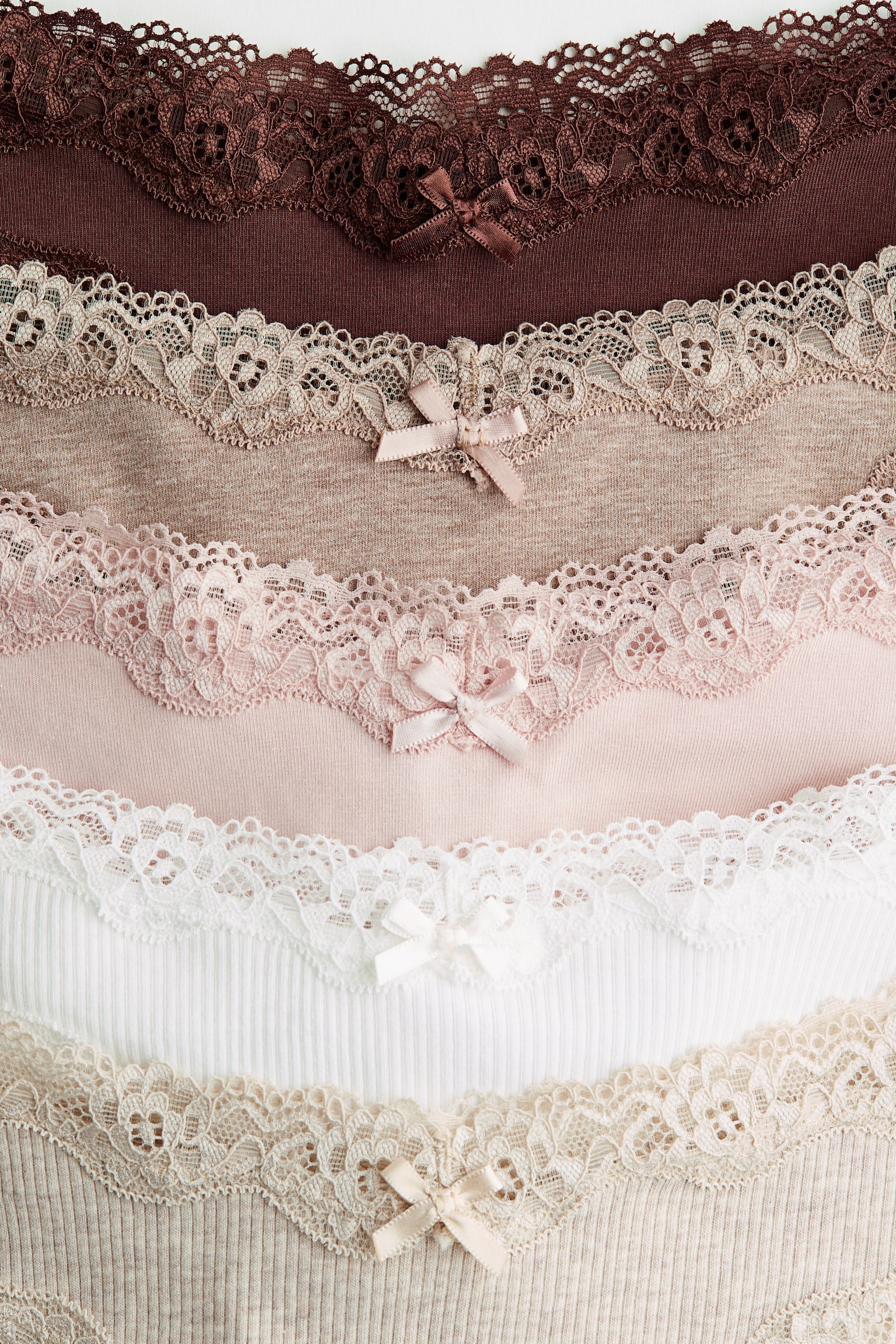 Brazilian in cotone e pizzo 5 pezzi - Beige mélange/rosa chiaro/Blu/nero/Rosa/beige mélange/bianco - 2