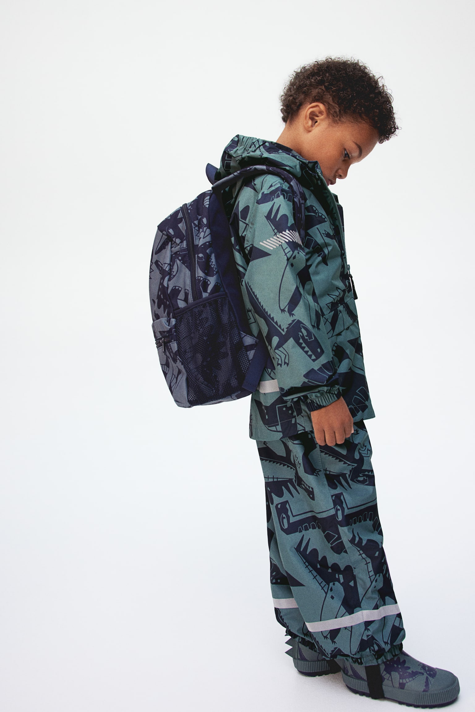 Rain jacket - Dark turquoise/Dinosaurs - 8