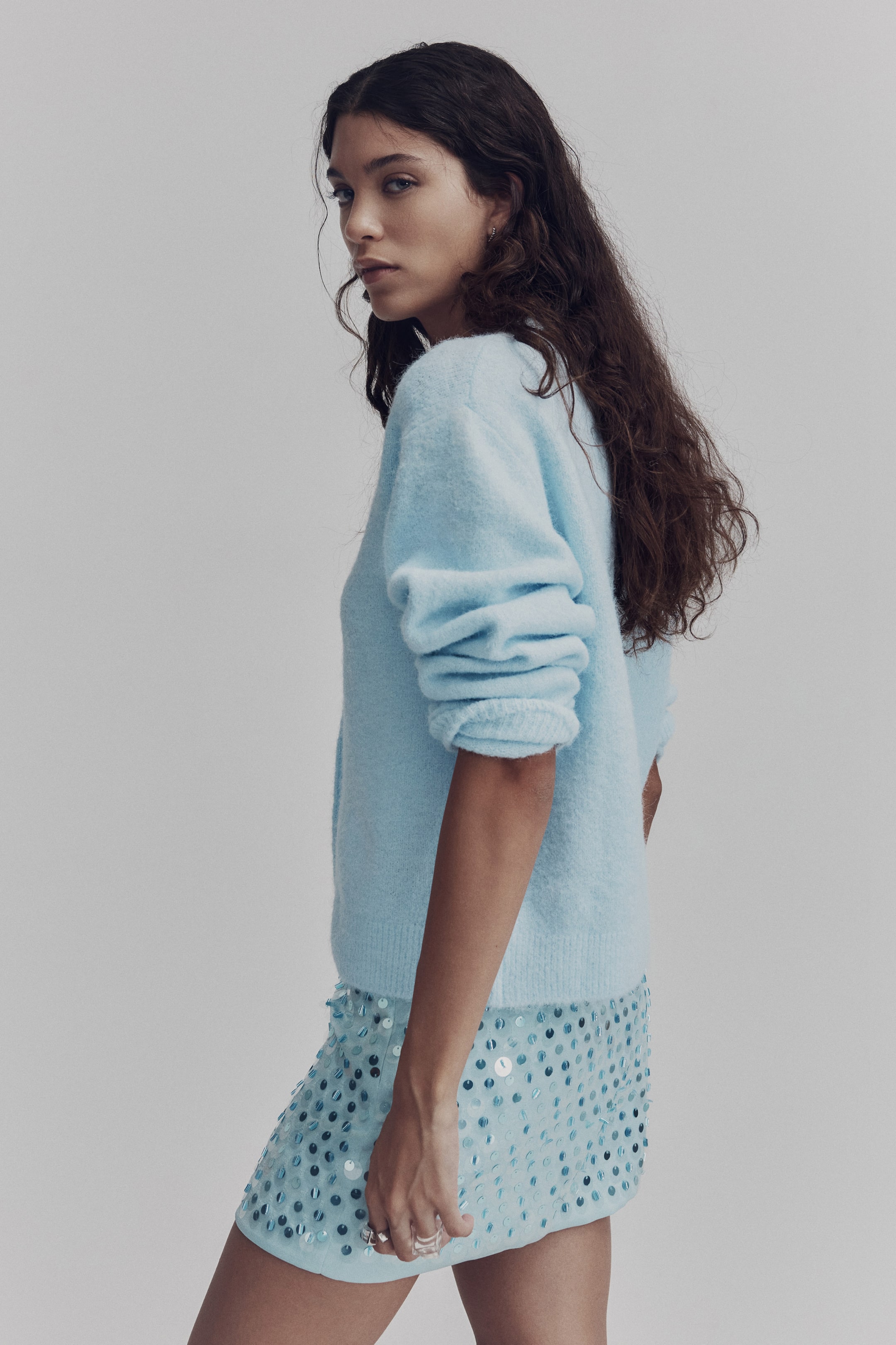 Se større billede: Mininederdel med pailletter - Lys turkis - DAME | H&M DK 4