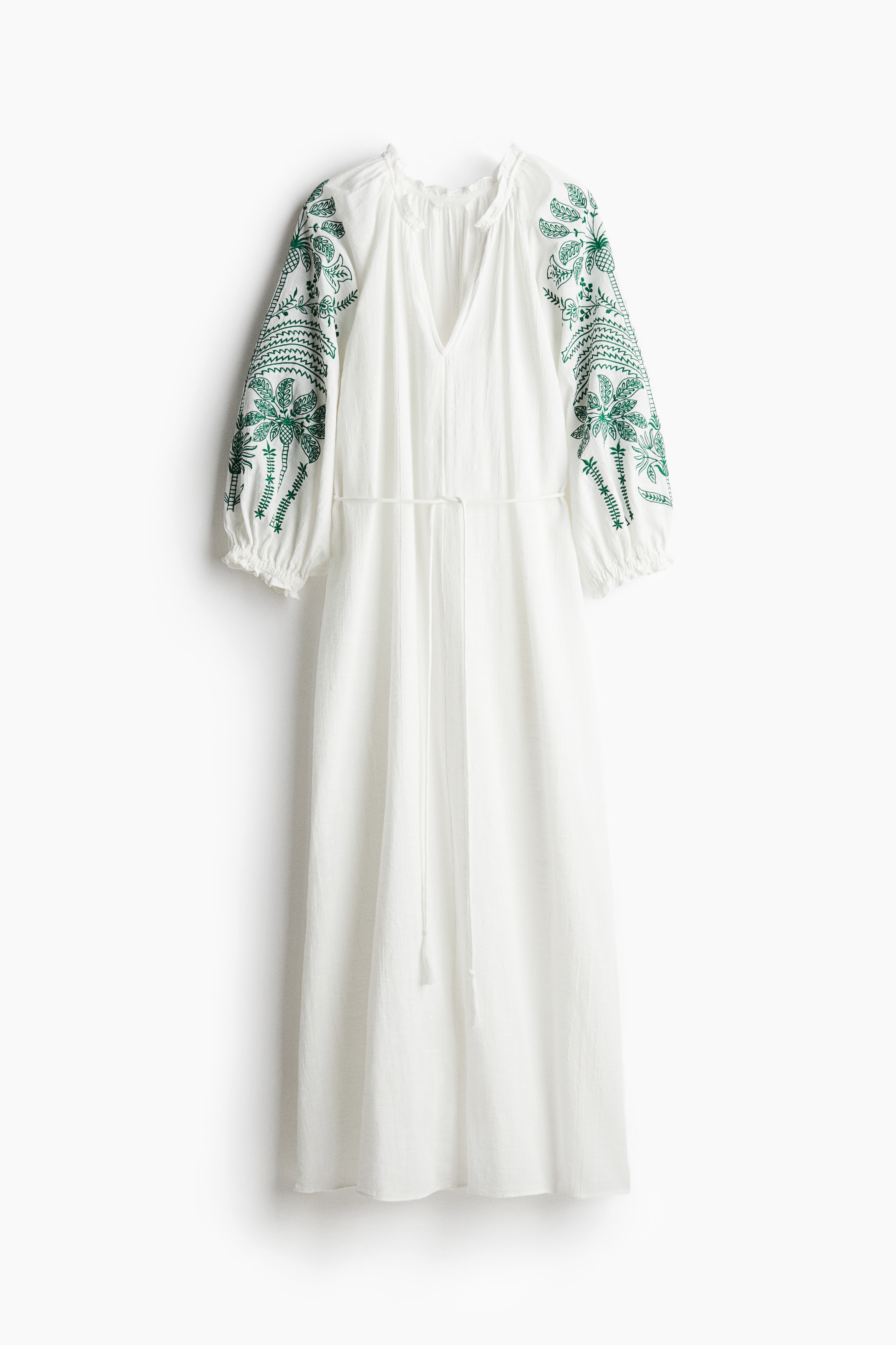 Besticktes Baumwollkleid - Weiß/Schwarz