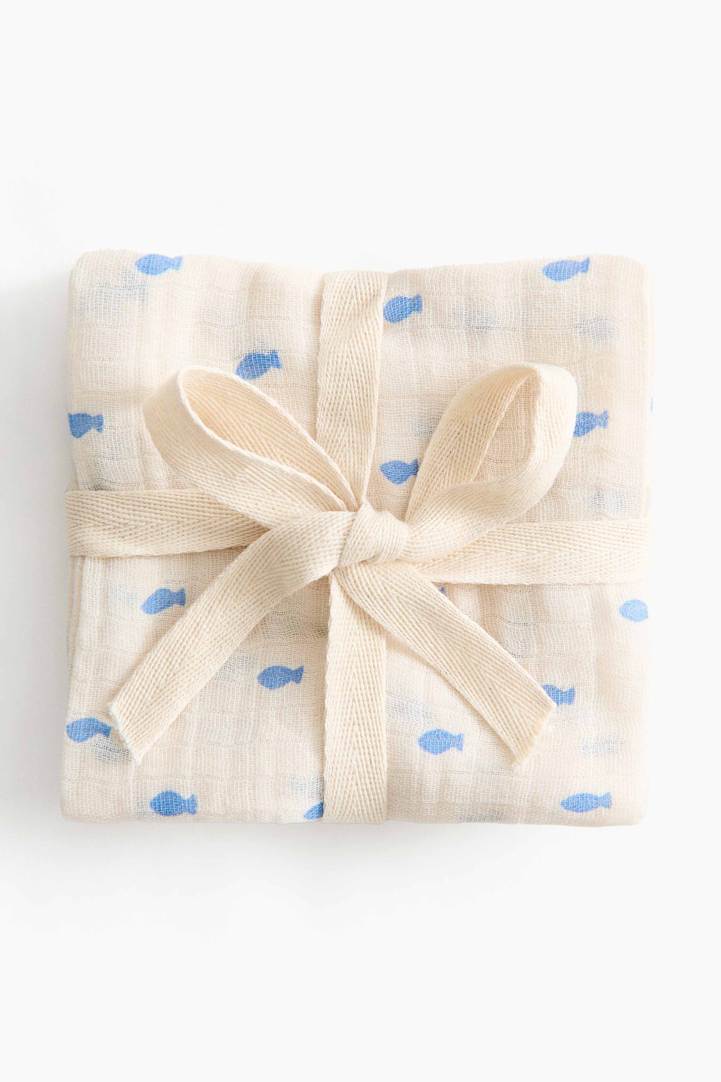2-Pack Muslin Cloths - Light beige/fish/White/dogs