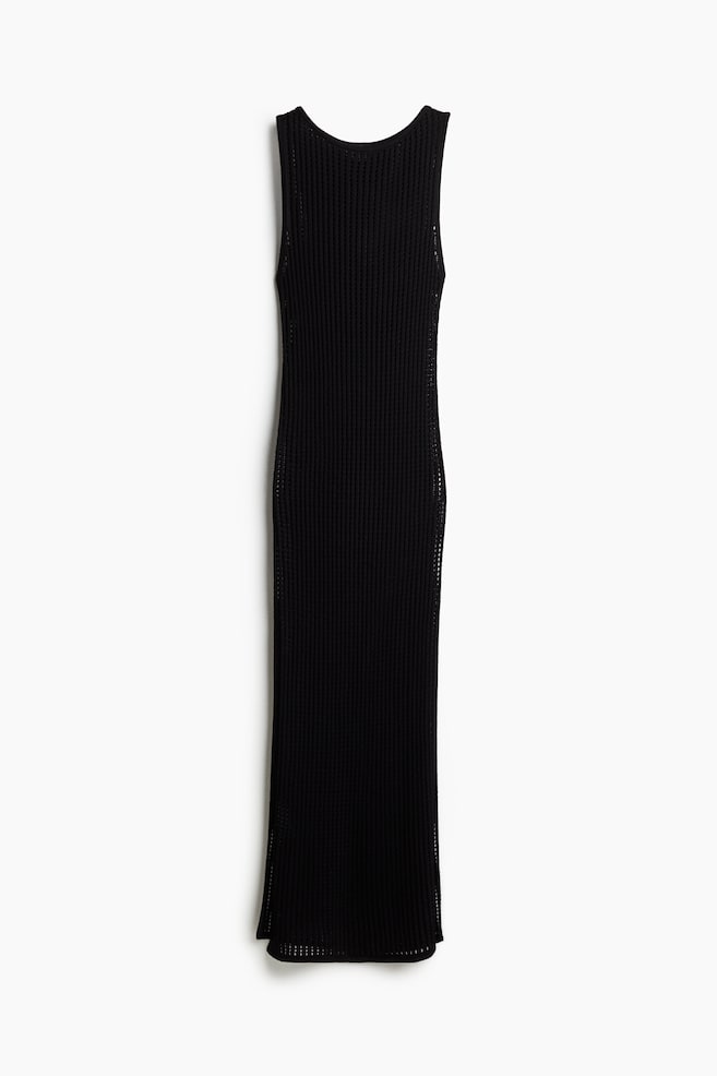 Pointelle-knit beach dress - Black - 1