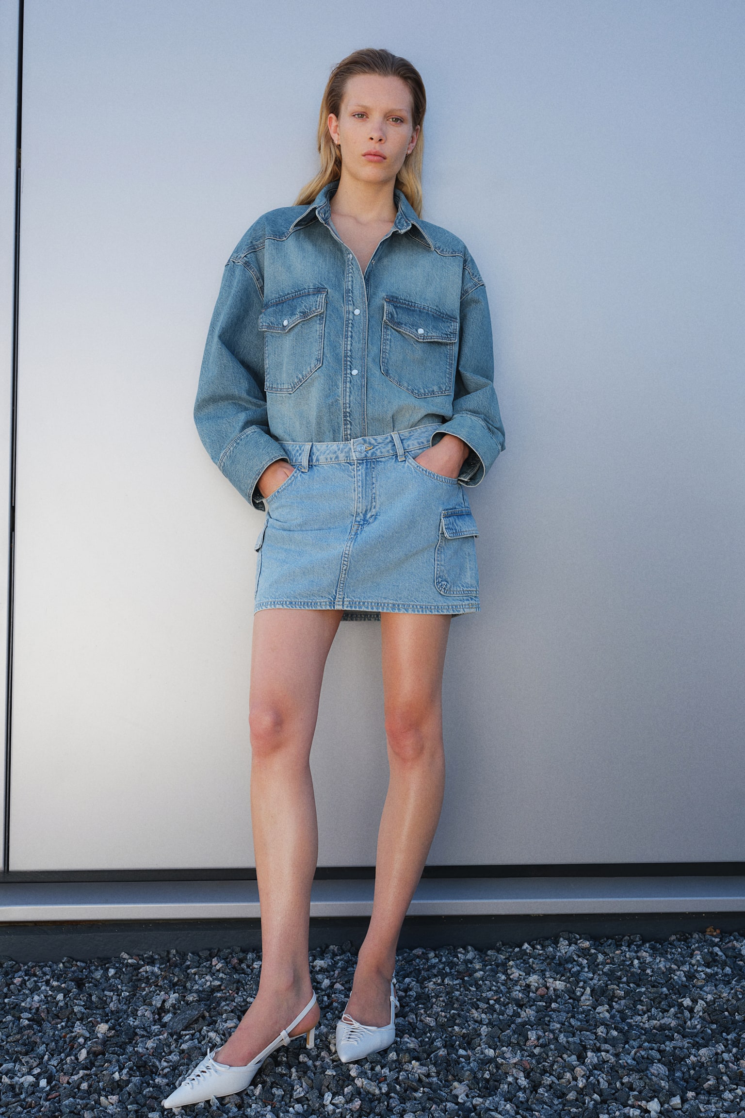 Oversized denim shirt - Light denim blue - 4