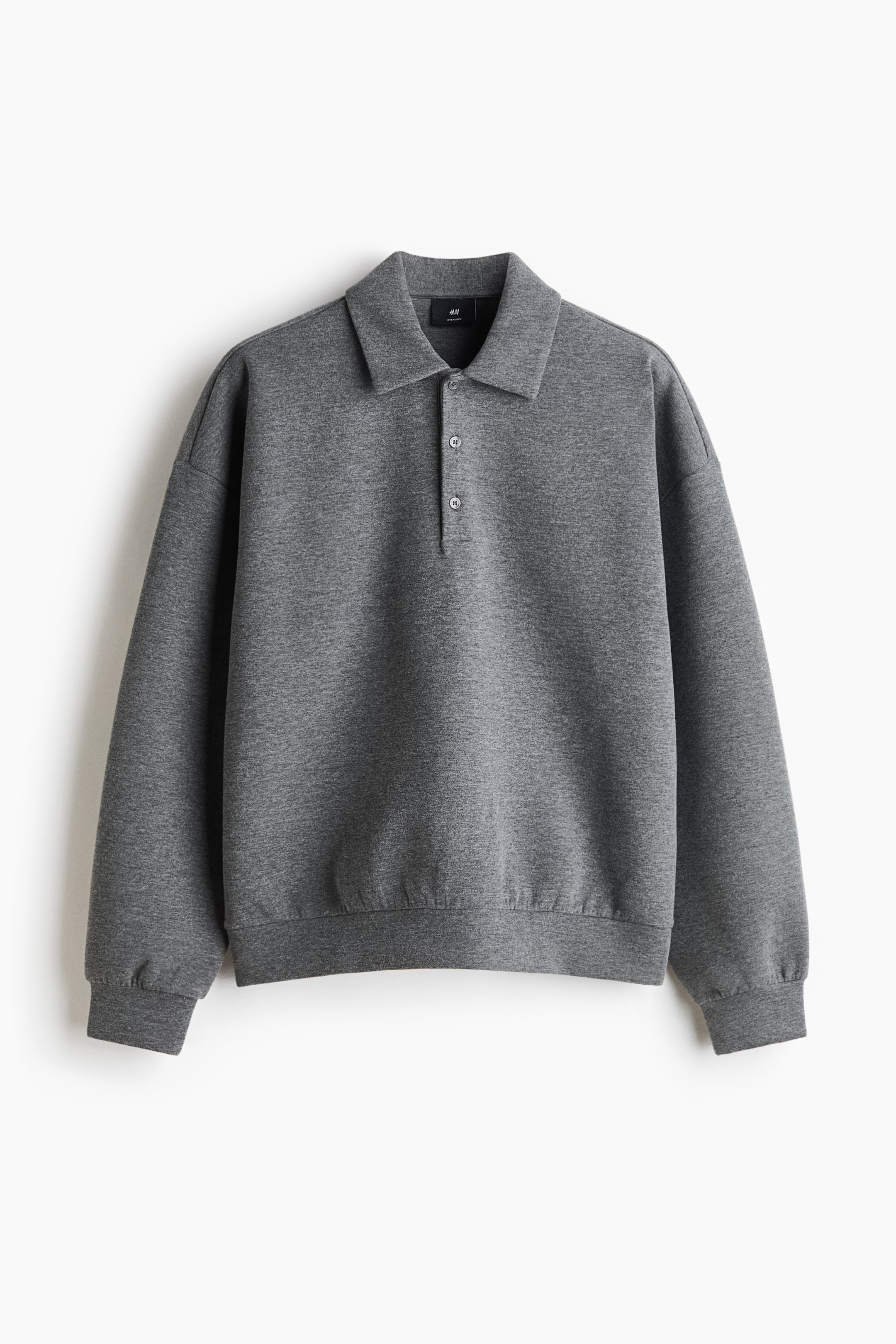 View larger image: Oversized Fit Scuba polo shirt - Grey marl - Men | H&M 1