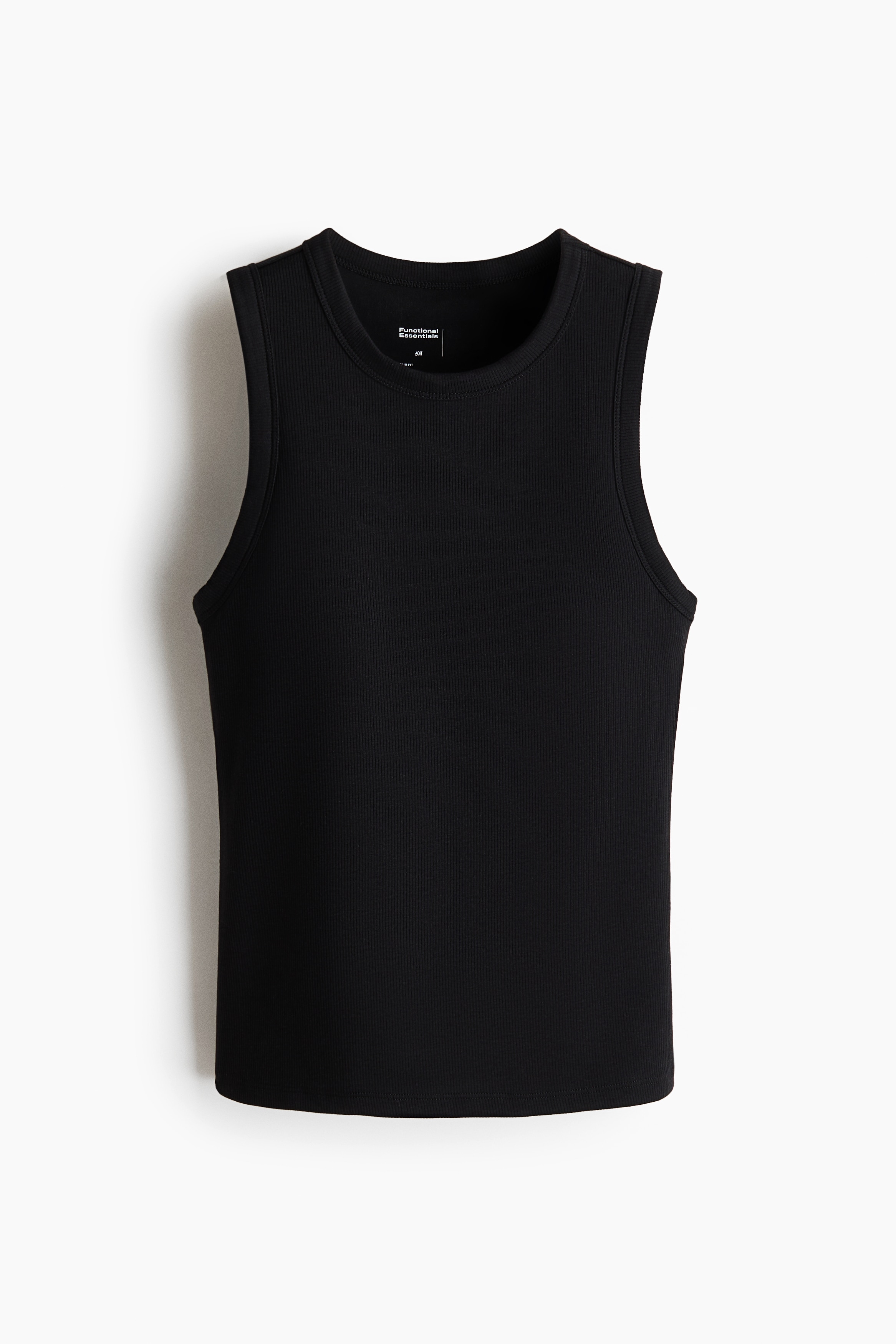 Cooling Slim-Fit Ribbed Shelf-Bra Tank Top - Black/White/Rust brown