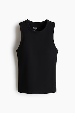 Ribbad tanktop med inbyggd bh Cooling Slim Fit