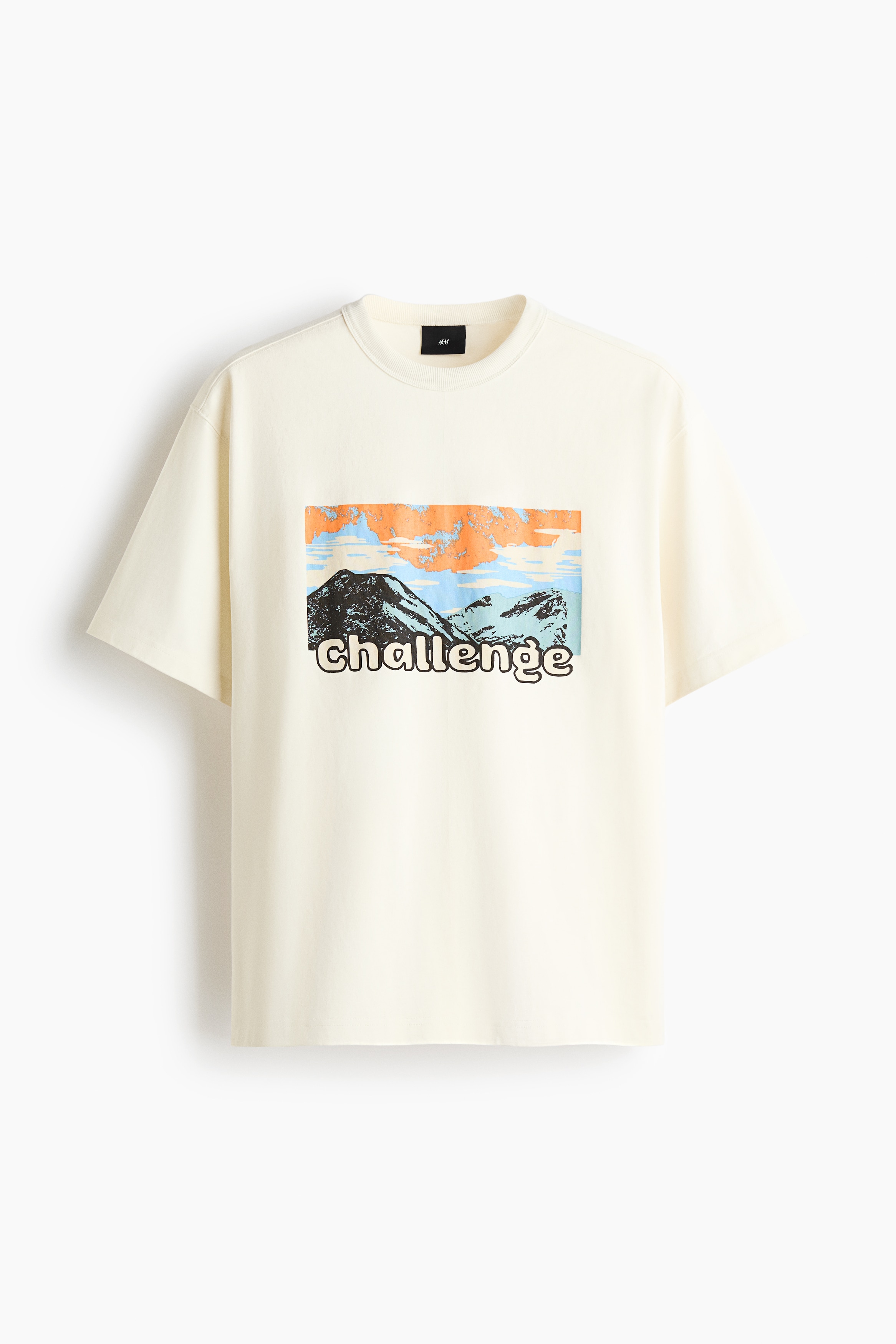 Loose Fit Printed Cotton T-shirt - White/Challenge/Rust brown/Belay on Dyno
