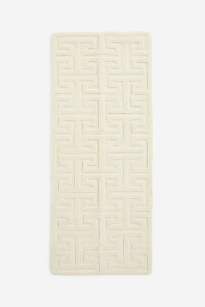 Tappeto in lana con motivi a rilievo - Beige chiaro - 1