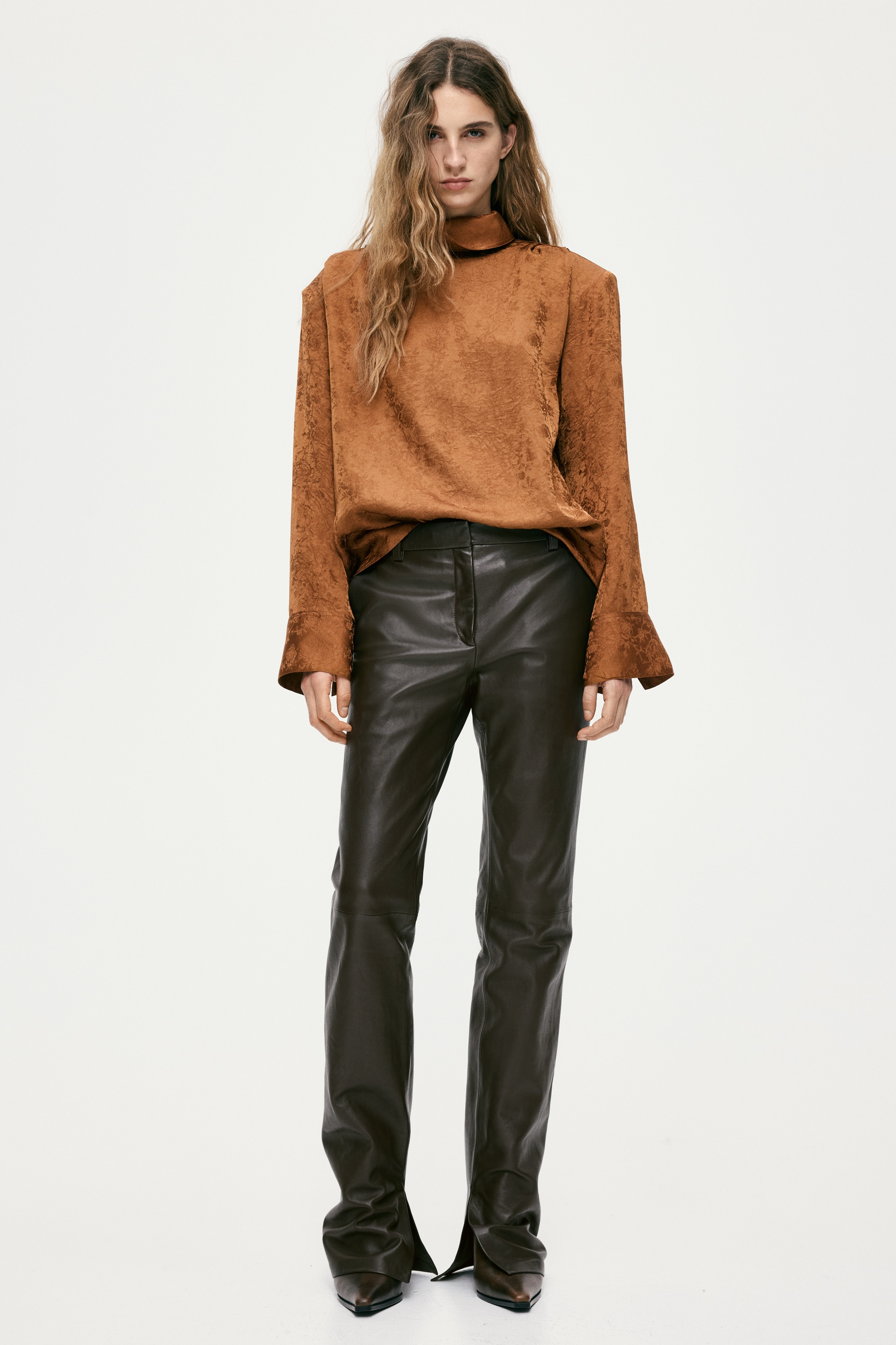 Pantalón de piel - Café oscuro