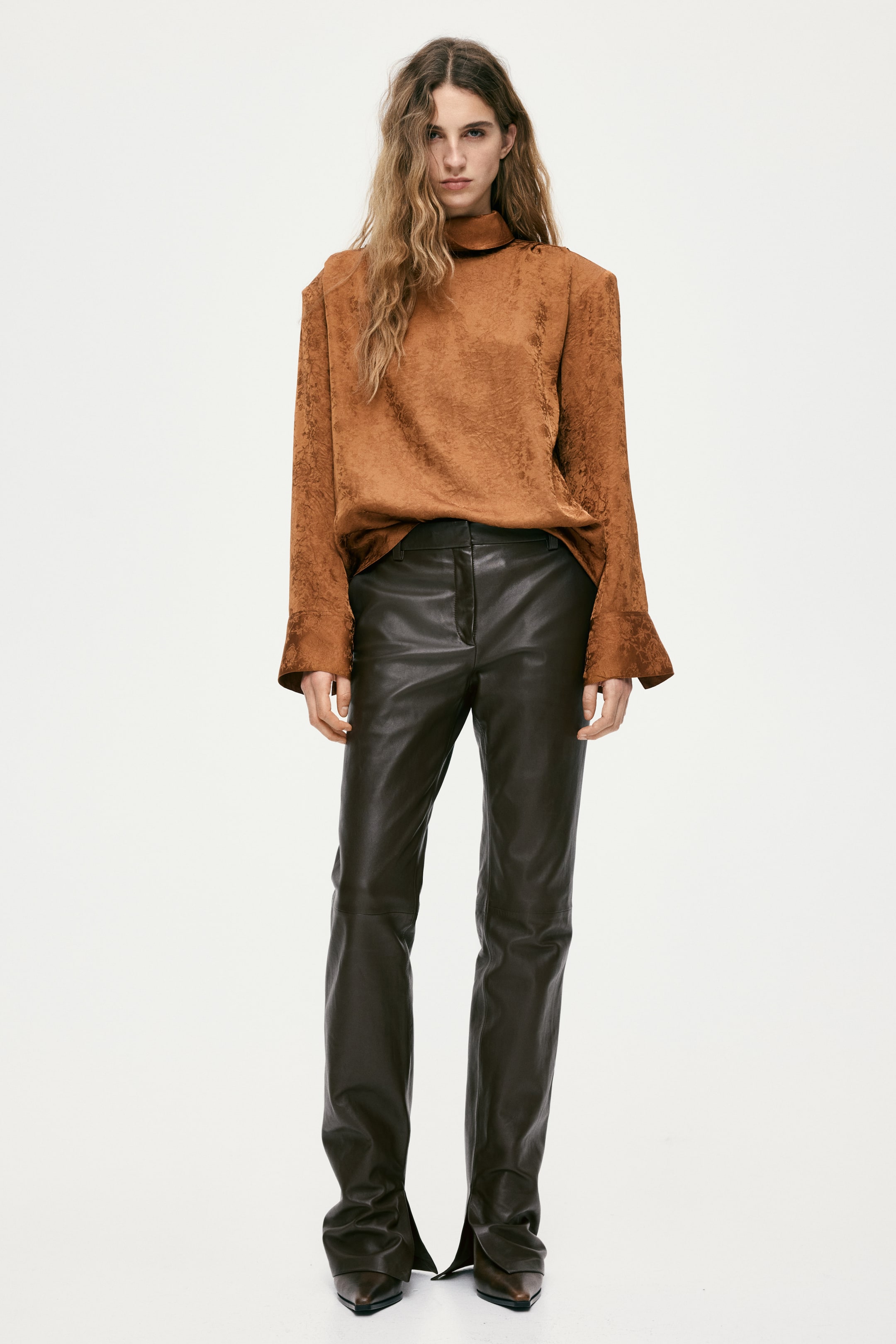 View larger image: Leather trousers - Dark brown - Ladies | H&M 1