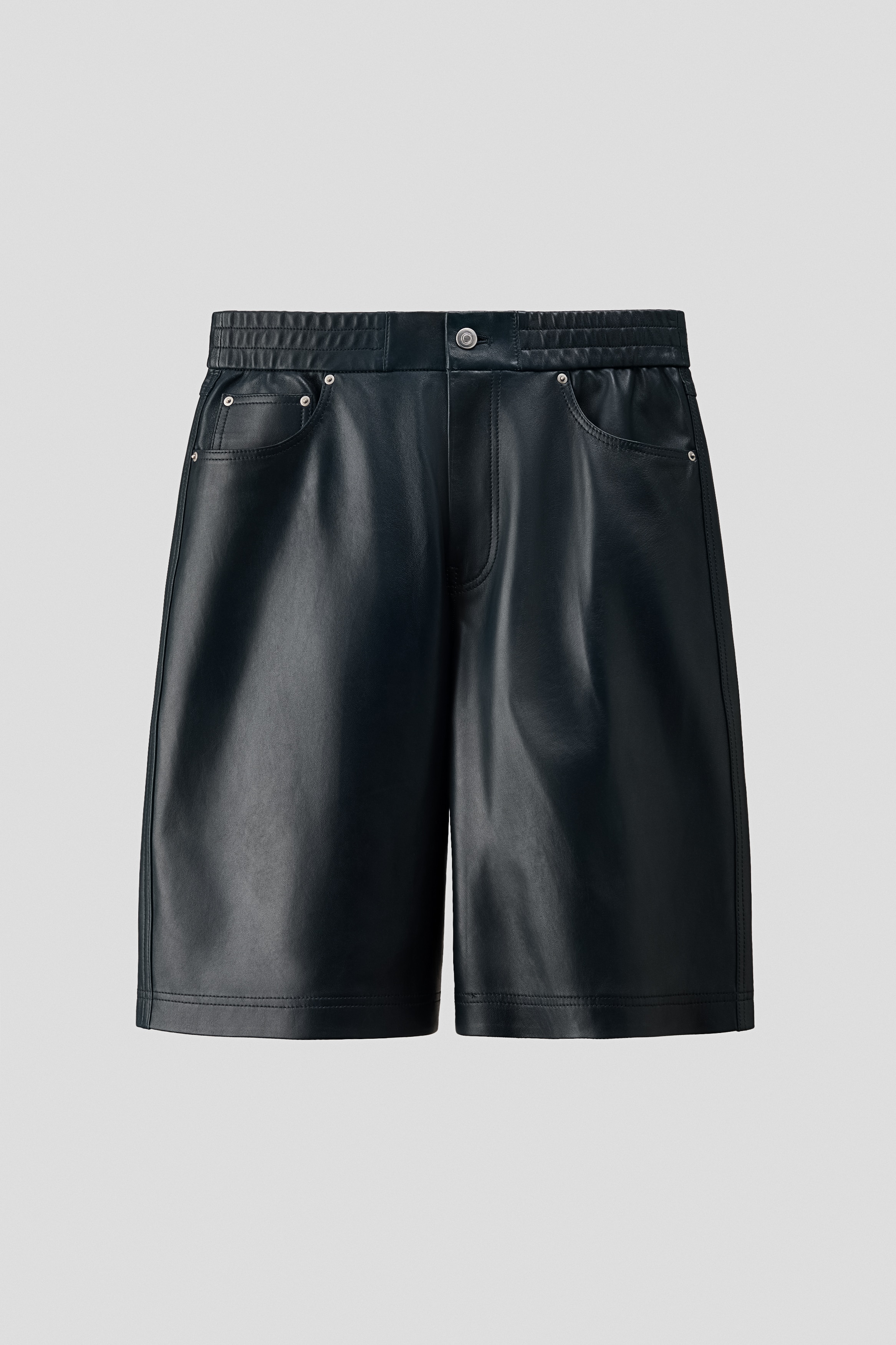 Shorts in pelle Regular Fit - Blu navy