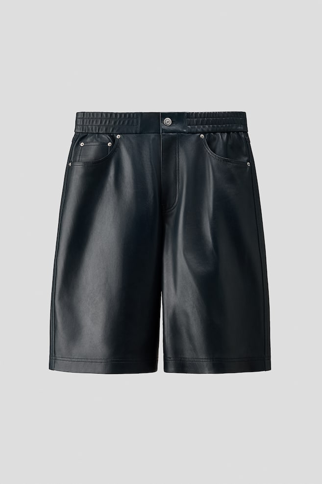 Regular Fit Leather shorts - Navy blue - 1