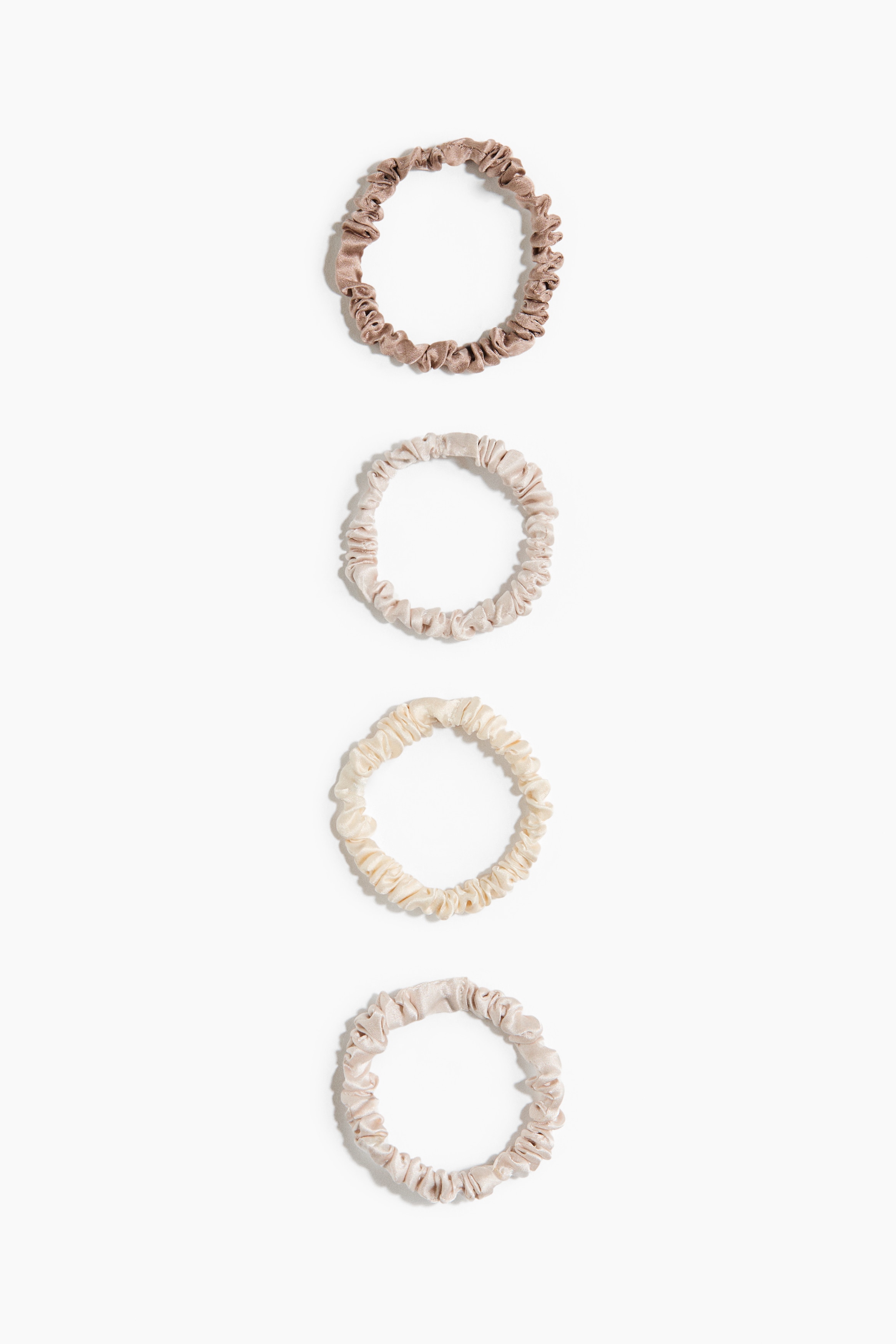 Ladies - Beige/Light greige 4-pack silk scrunchies  - H&M