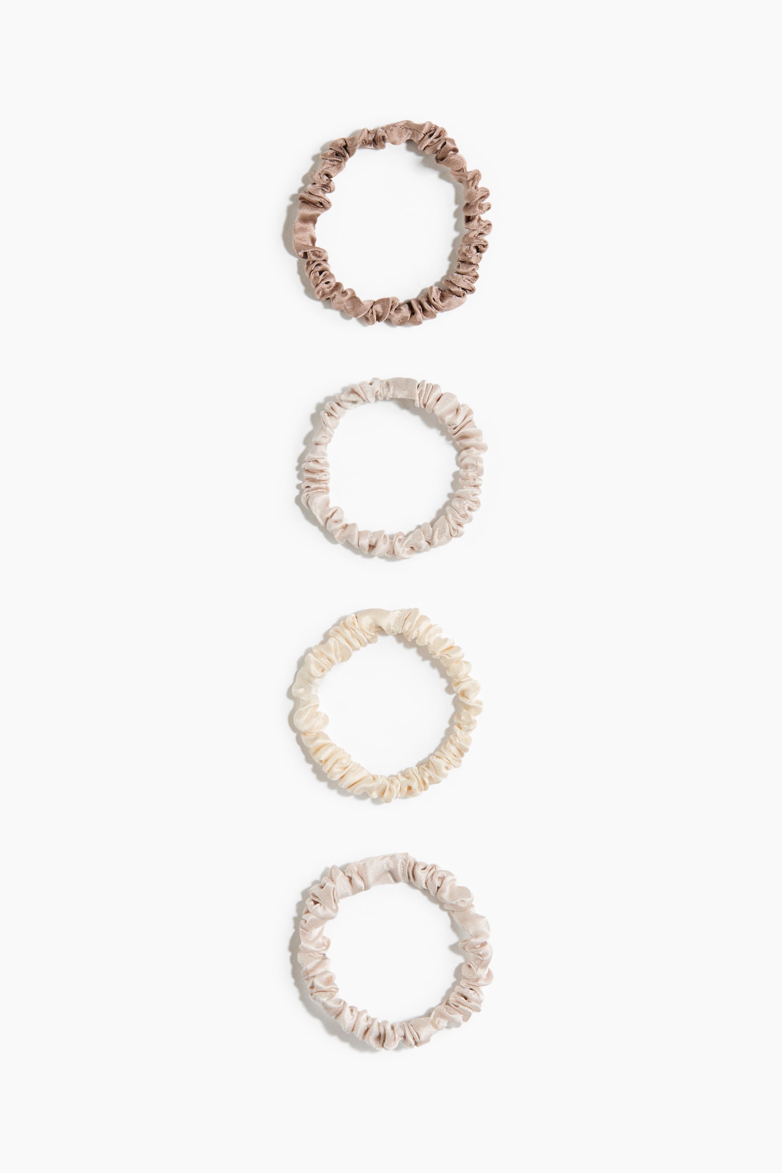 4-pack Silk Scrunchies - Beige/light taupe/Black