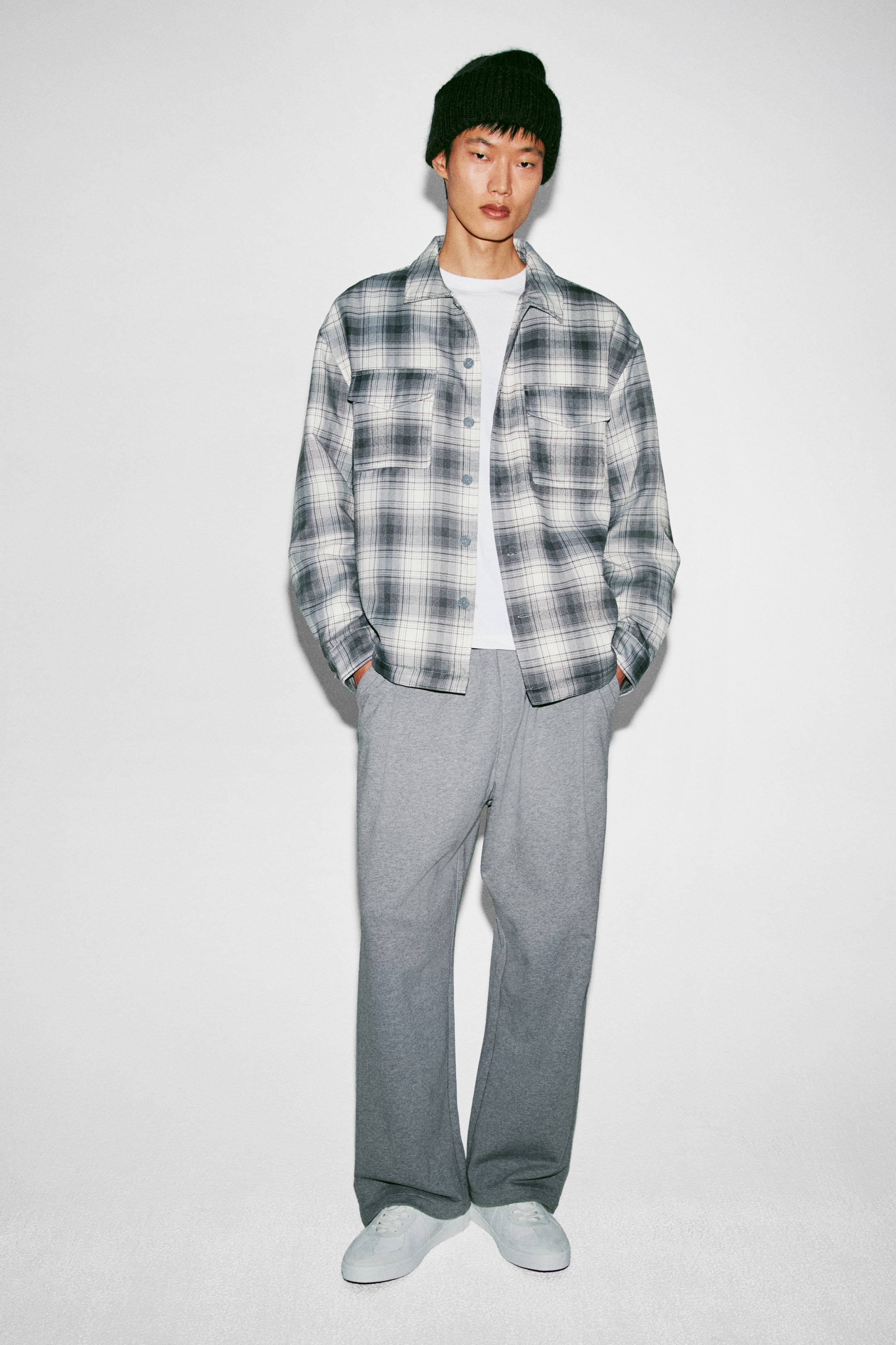 이미지 확대 보기: 코튼 팬츠 - 그레이 멜란지 - Men | H&M KR 1