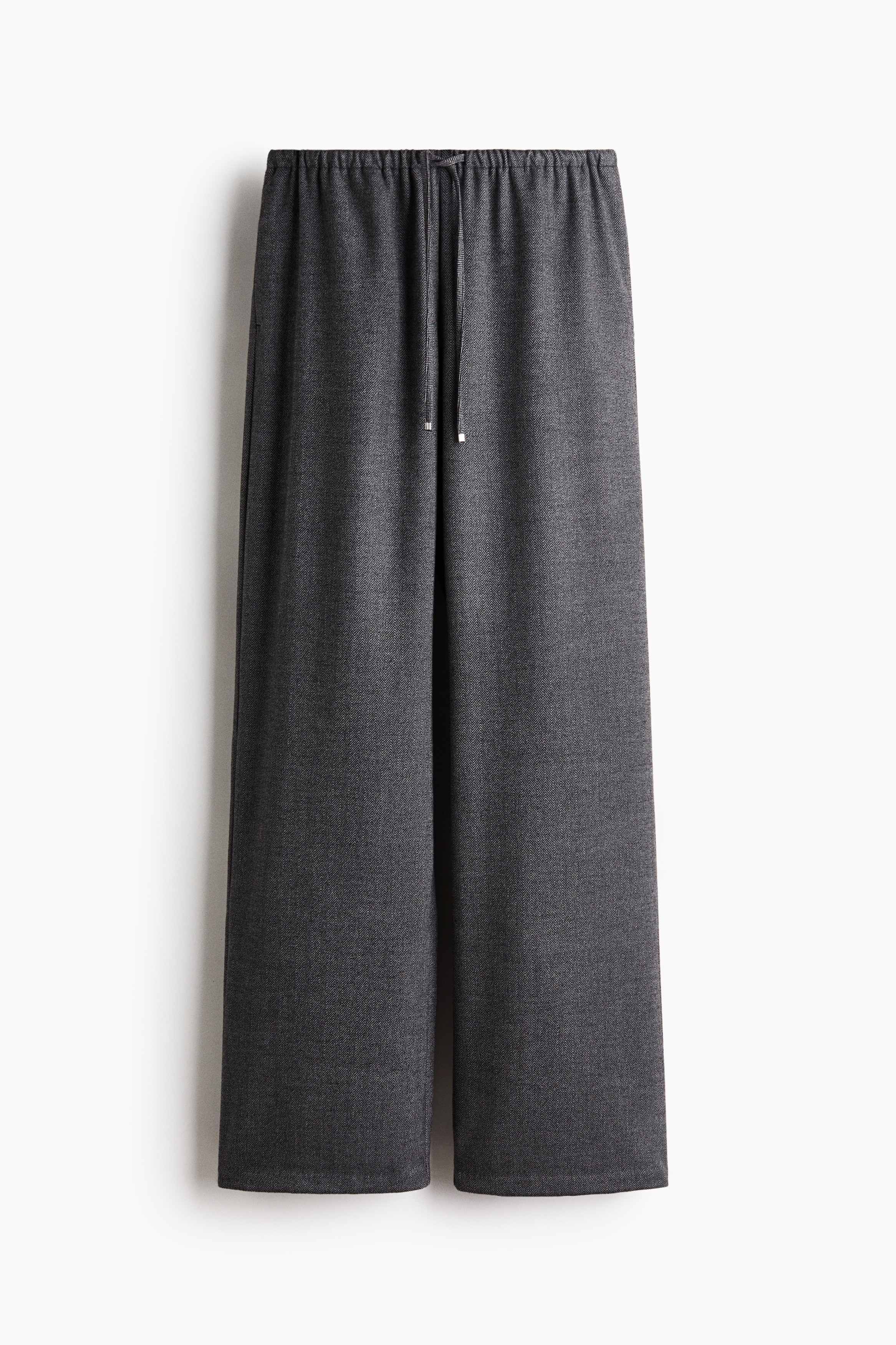 Pants with Drawstring - Dark gray/herringbone pattern/Dark gray/checked
