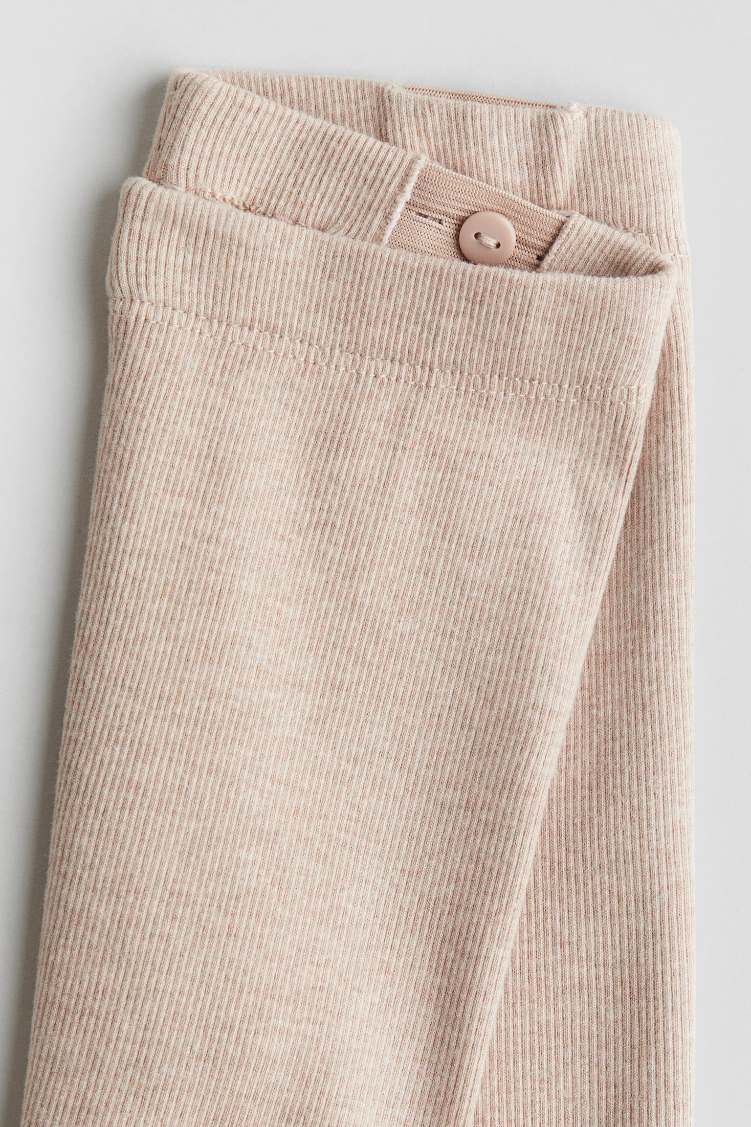 Детские леггинсы H&M Ribbed Cotton, цвет: Бежевый меланжевый — фото 2