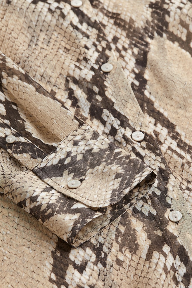Sheer blouse - Beige/Snakeskin-patterned/Black - 5