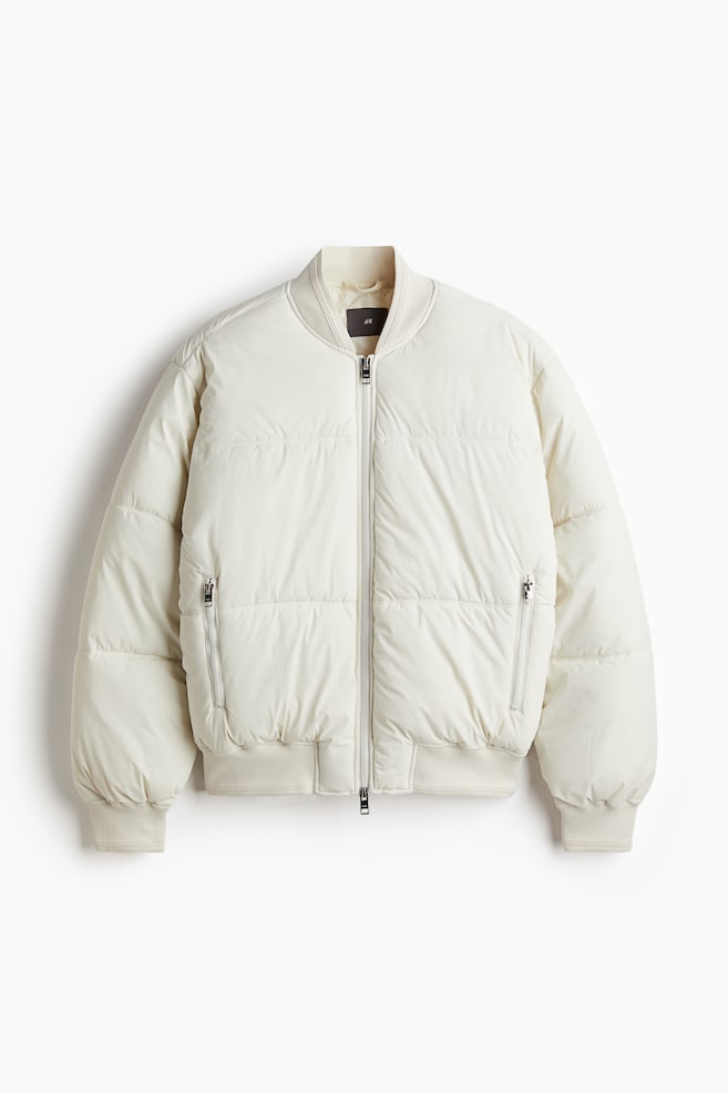 Vatovaná bunda bomber Loose Fit - Světle béžová/Černá - 1