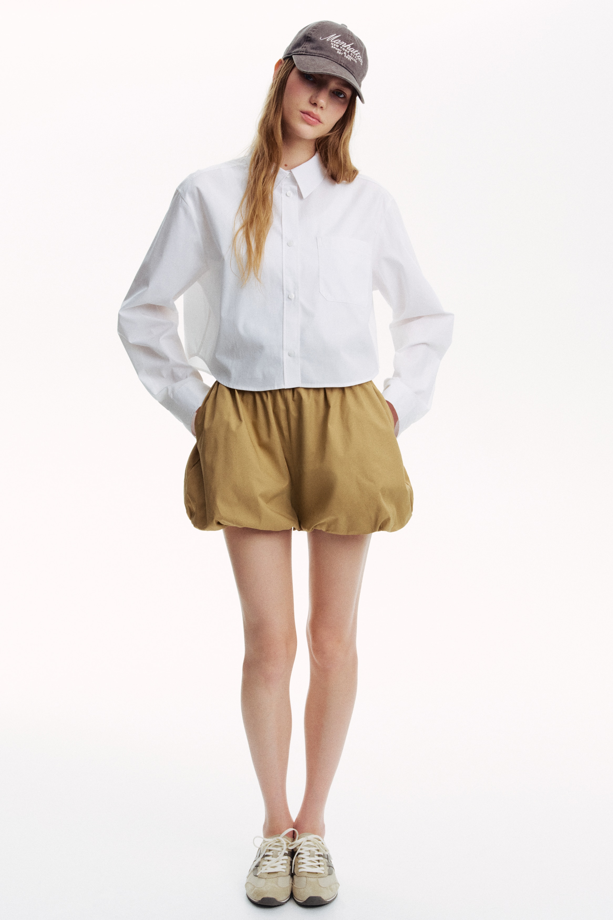 Cropped cotton shirt