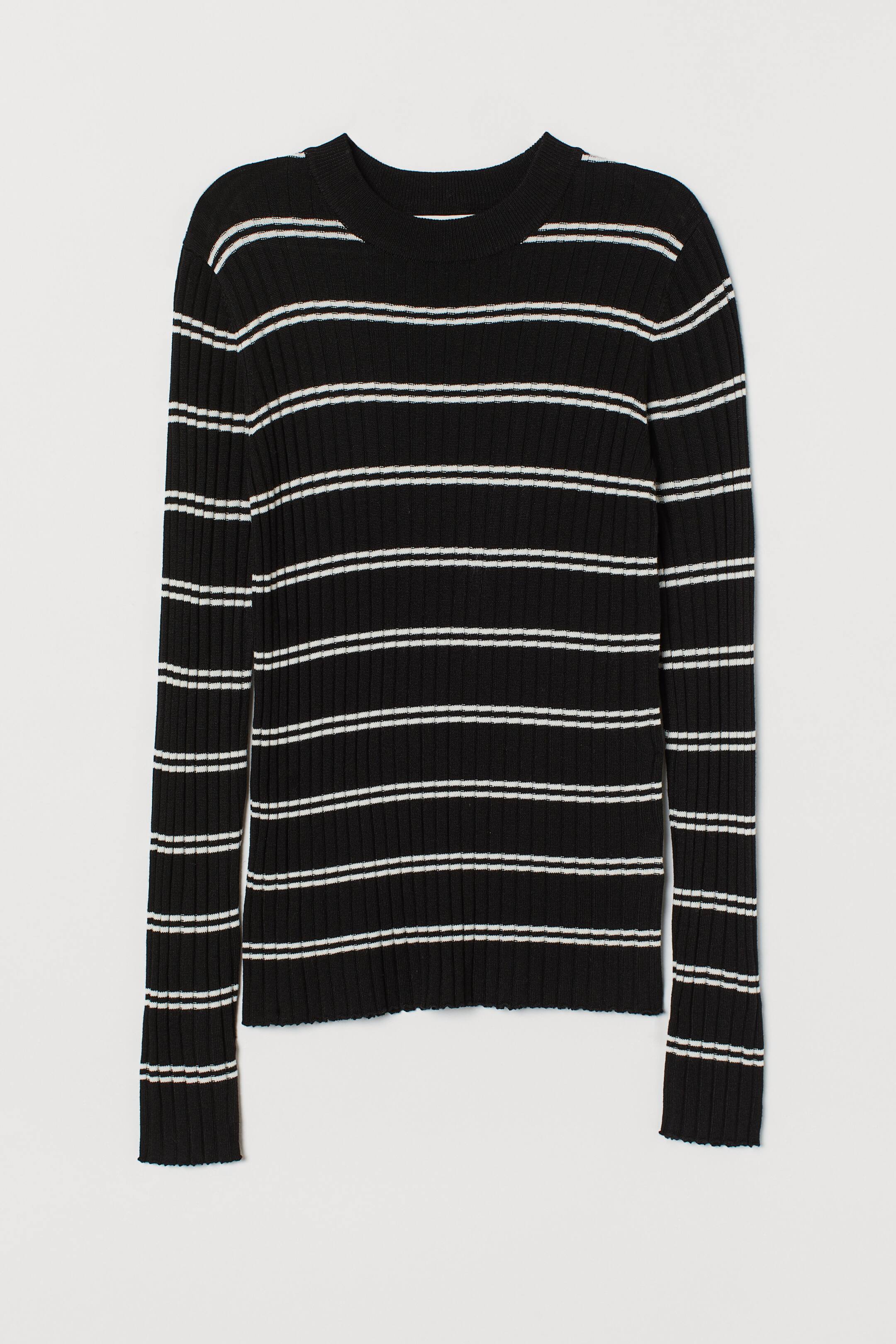 Zobrazit větší obrázek: Žebrované triko - Černá/bílé proužky - ŽENY | H&M CZ 1