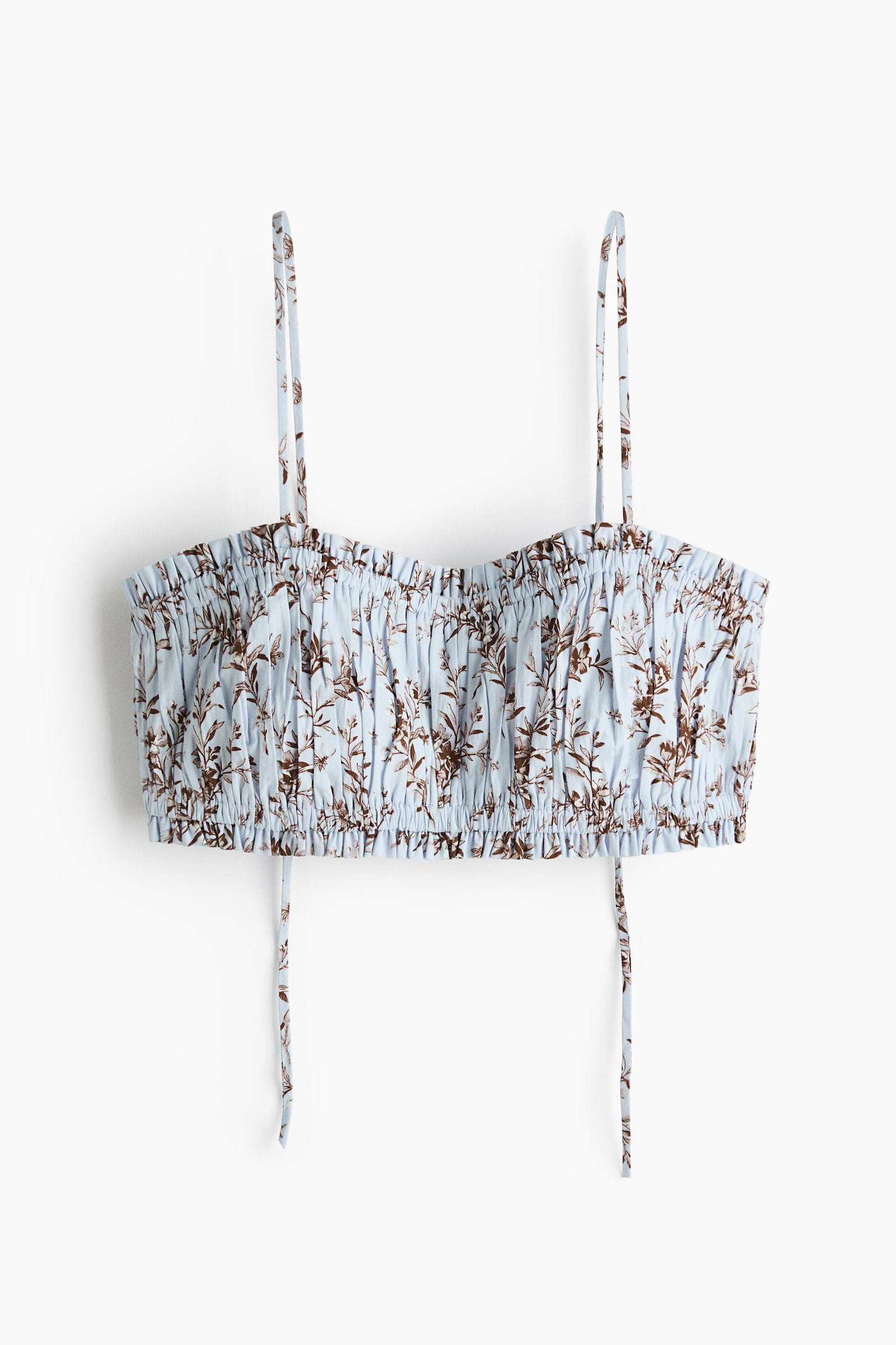 Ruffle-Trimmed Bralette Top - Light dusty blue/floral - 1