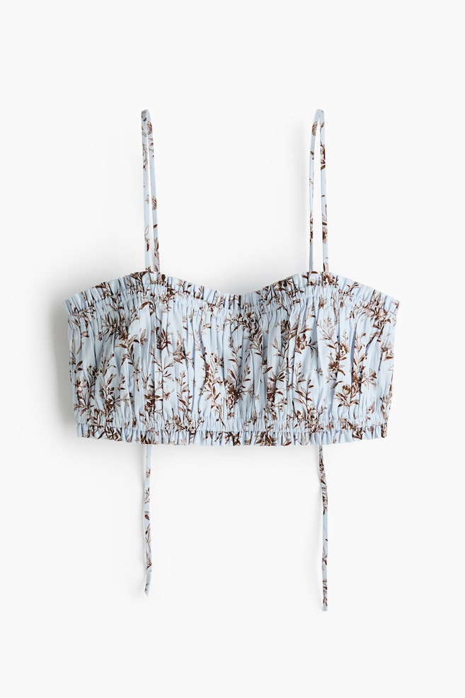 Top bralette com orlas de folho - Azul pó claro/Floral - 1