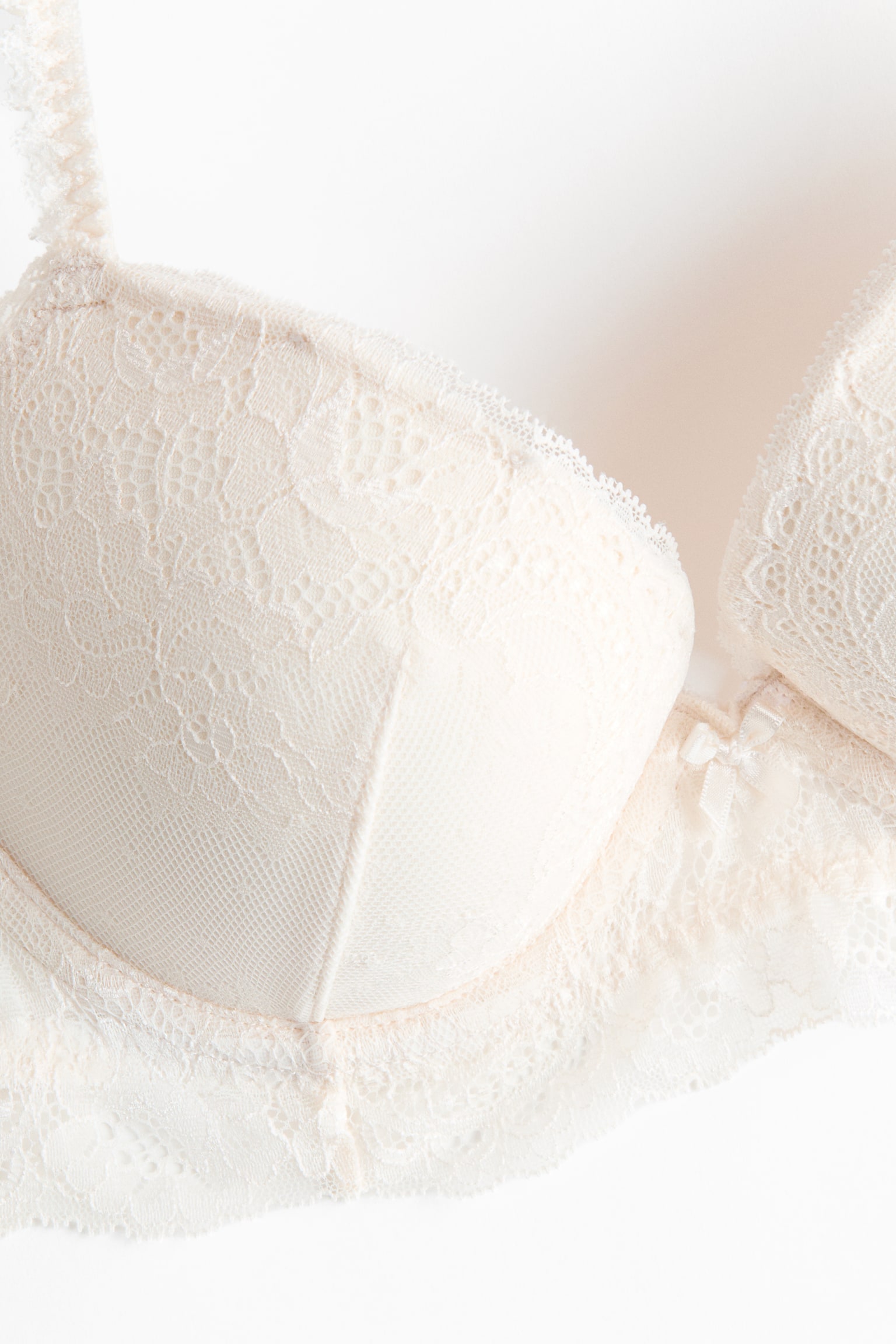 חזיית פוש-אפ תחרה - קרם/שחור - 5