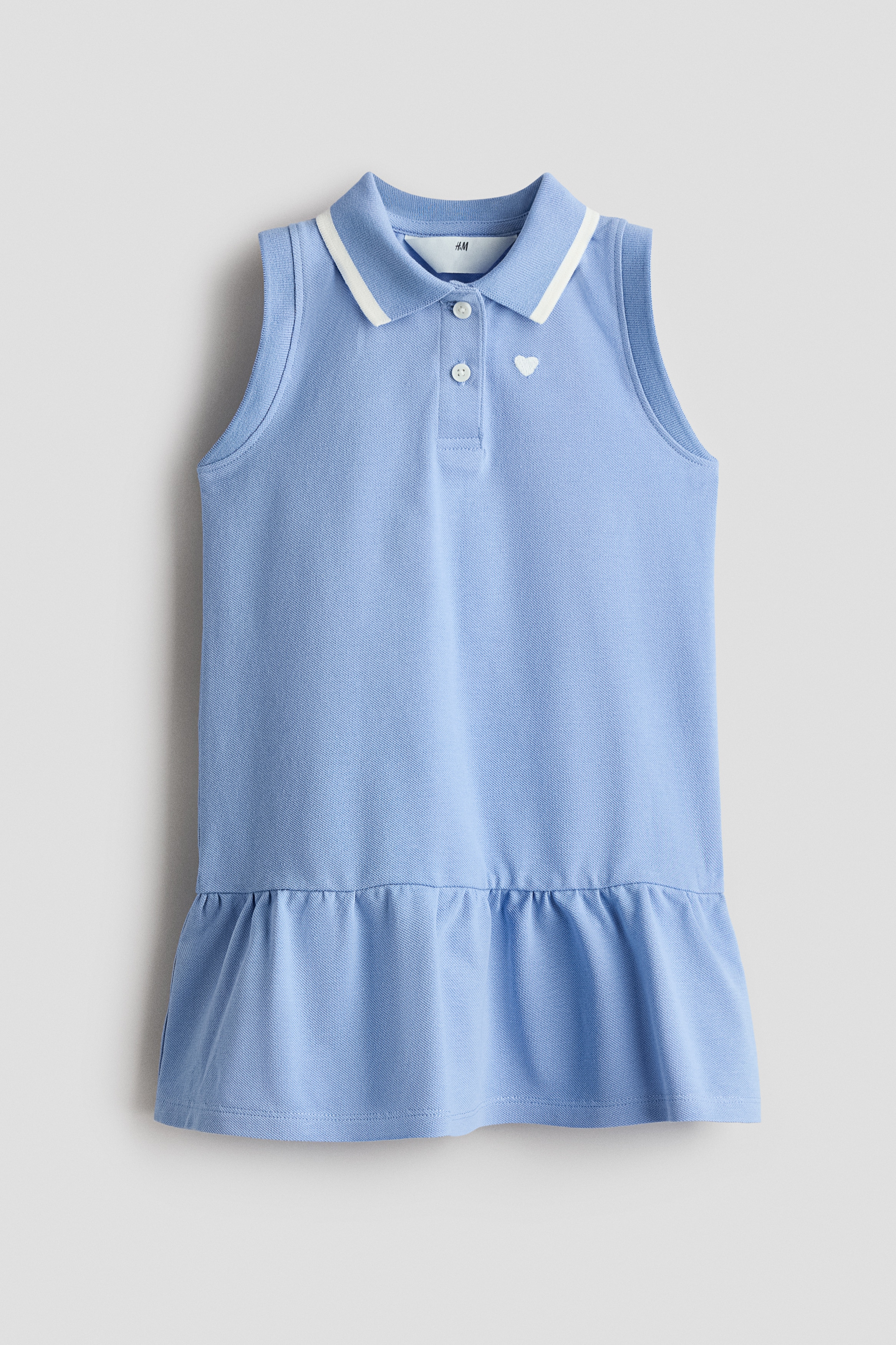 Piqué Polo Dress with Embroidered Motif - Light pink/cherries