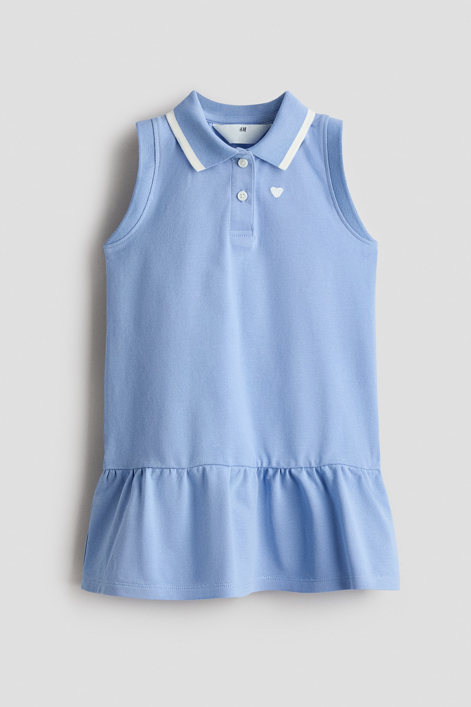 Embroidered piqué polo dress - Light blue/Heart/Light pink/Cherries