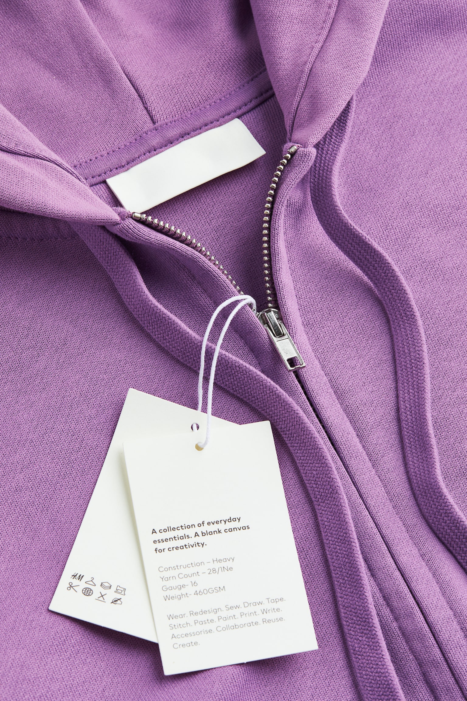 Oversized Fit Cotton Zip UP Hoodie - Deep lilac/Off white/Forest green/Off black/Fern green - 3