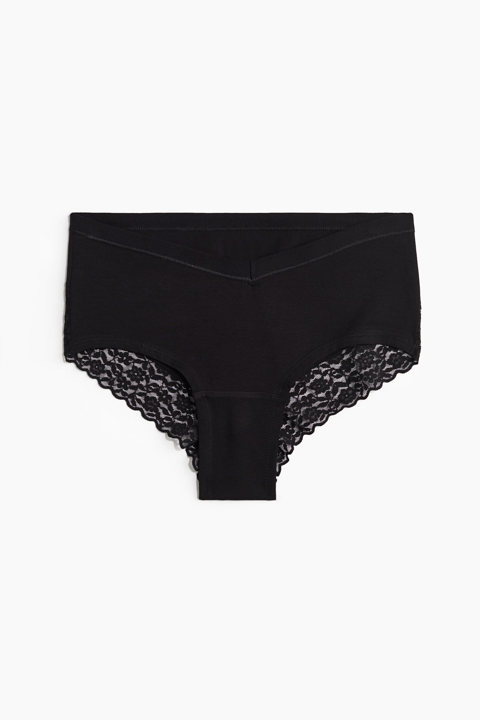 Женские хлопковые трусы-хипстеры H&M Mama с кружевом, 5 шт, цвет: Чёрный — фото 3