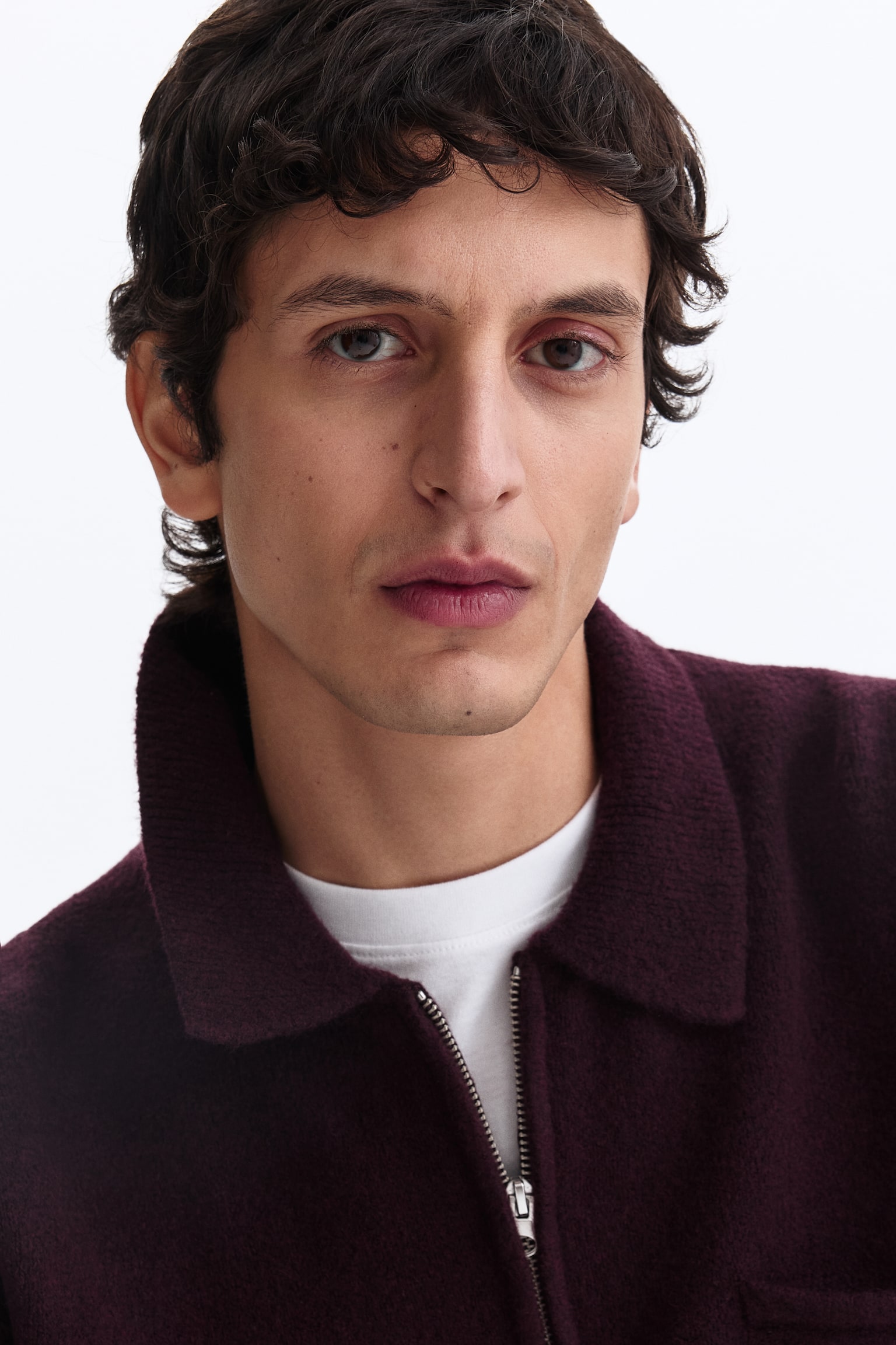 סוודר עם רוכסן בחלק העליון Regular Fit - בורדו/תכלת - 3