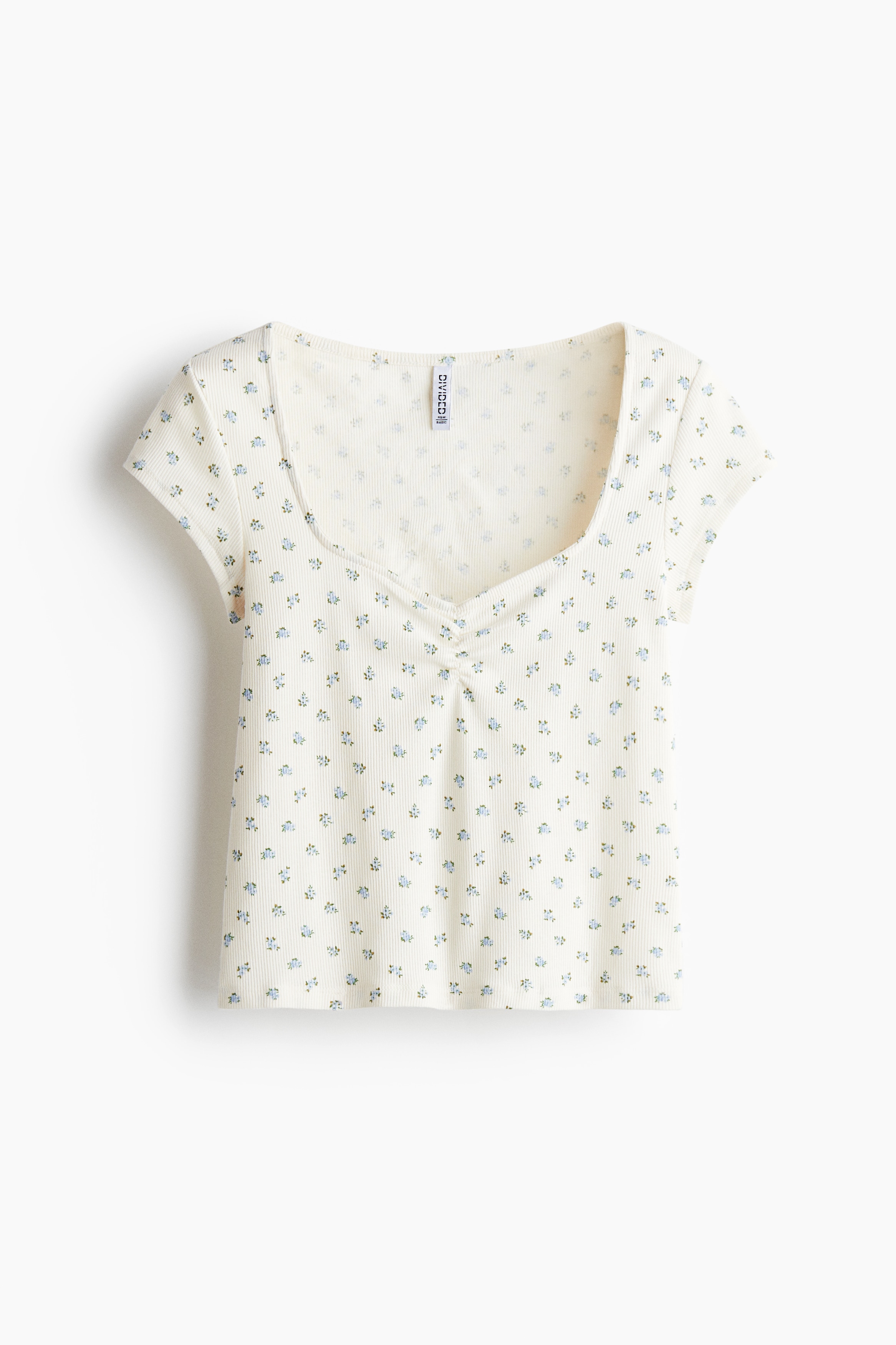 Ribbed T-shirt - White/Floral/Peach pink/Striped/White/Spotted/White/Striped