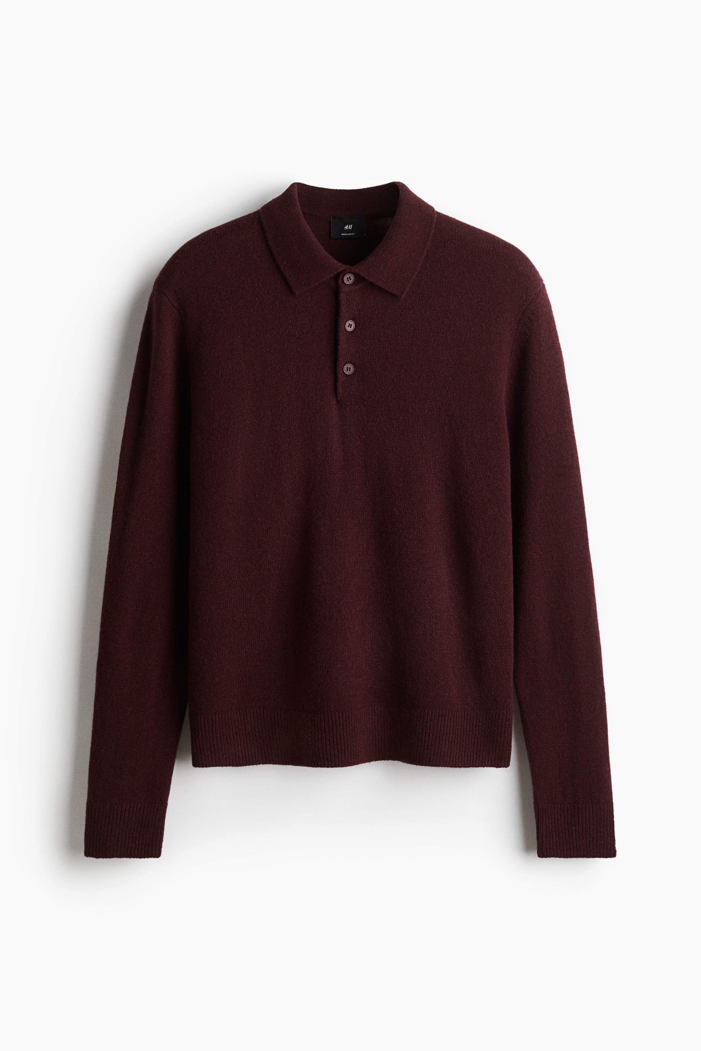 Bluză polo din lână Regular Fit - Roșu-burgund/Gri-închis/Bej/Bleumarin/Maro