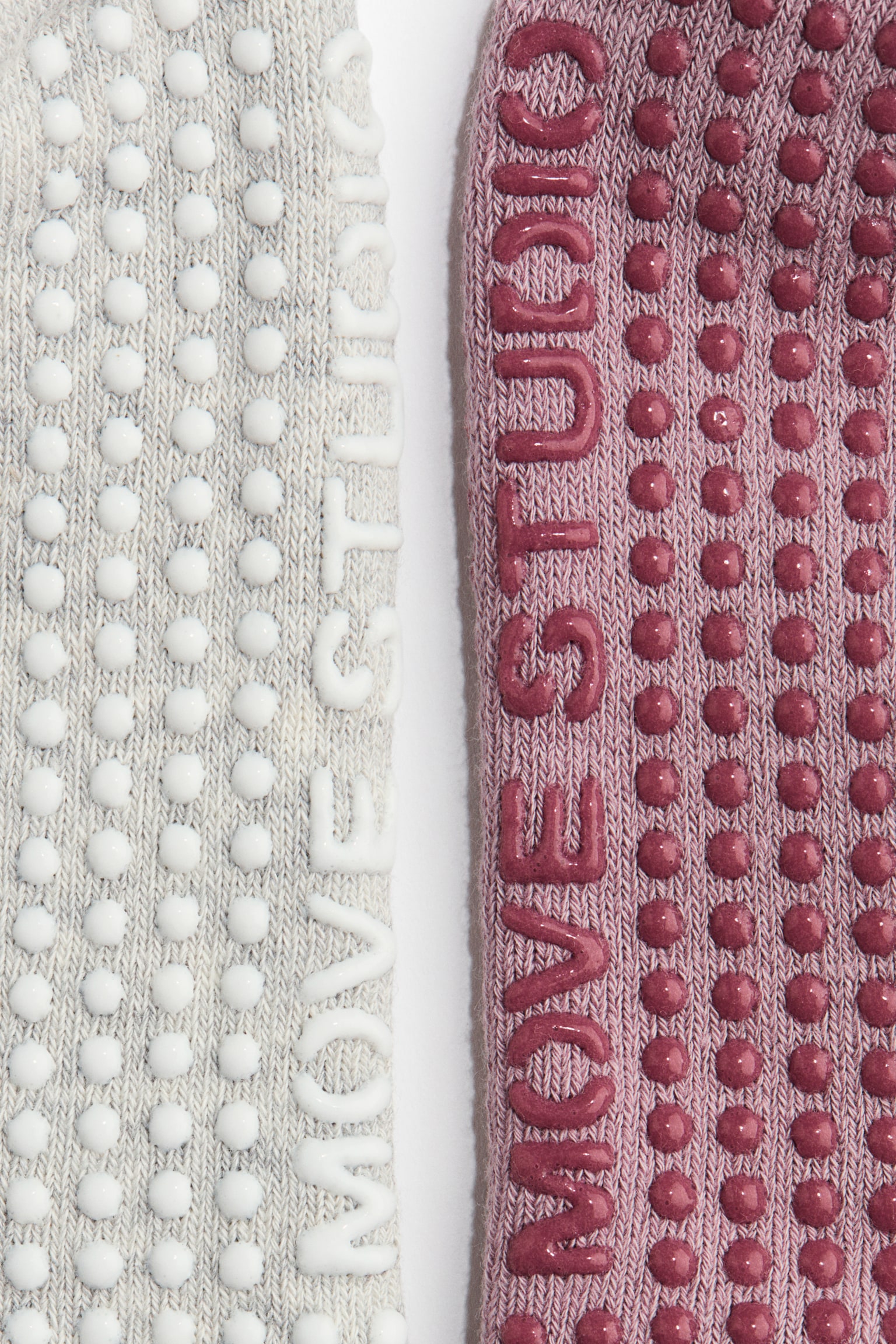 2-pack anti-slip yoga socks - Antique rose/Light grey/White/Striped/White/Peachy beige/Dark brown/Light beige - 2